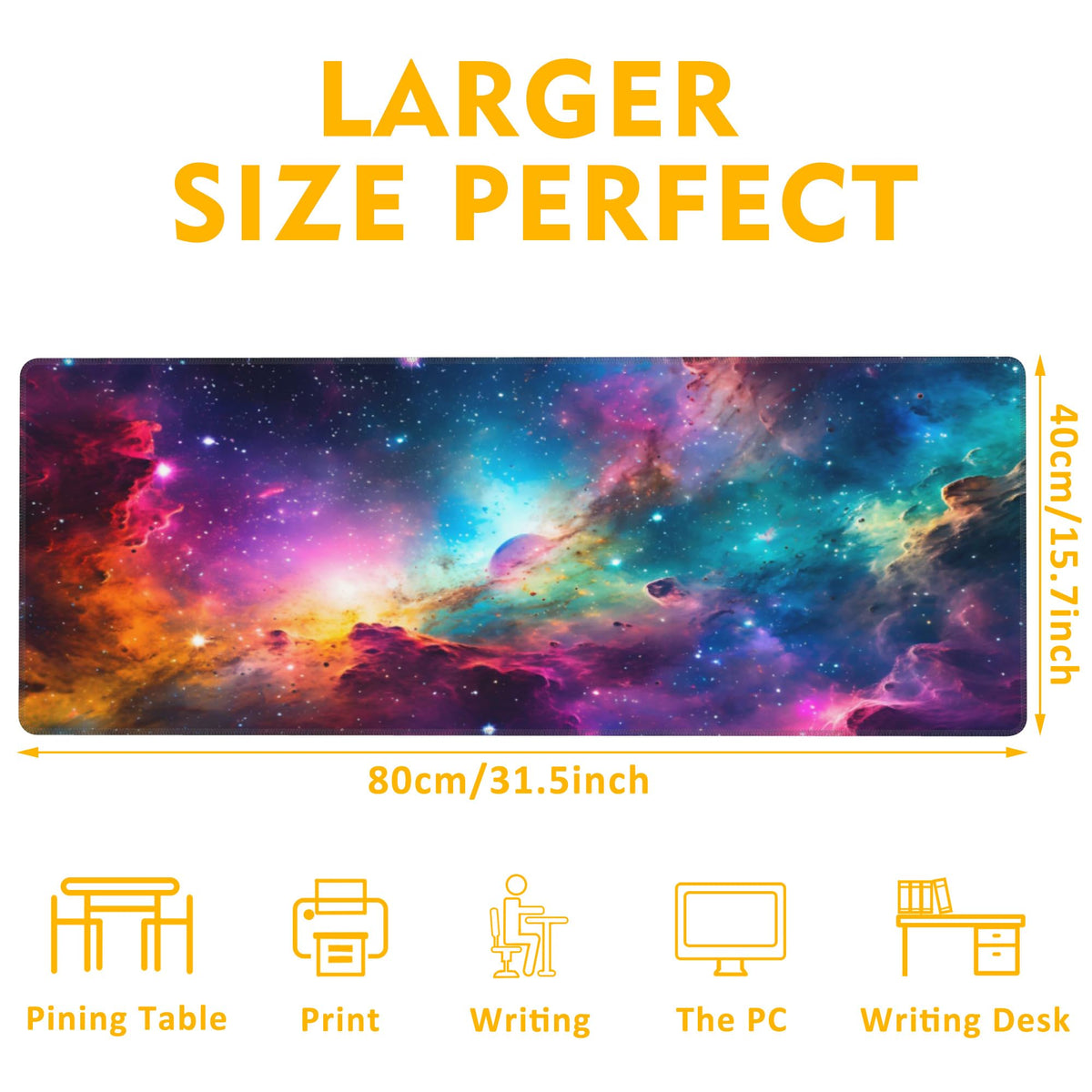Uiaoiais Desk Mat,Cosmic Aurora Line Gaming Mouse Pad,31.5""X15.7"" Large Desk Pad with Stitched