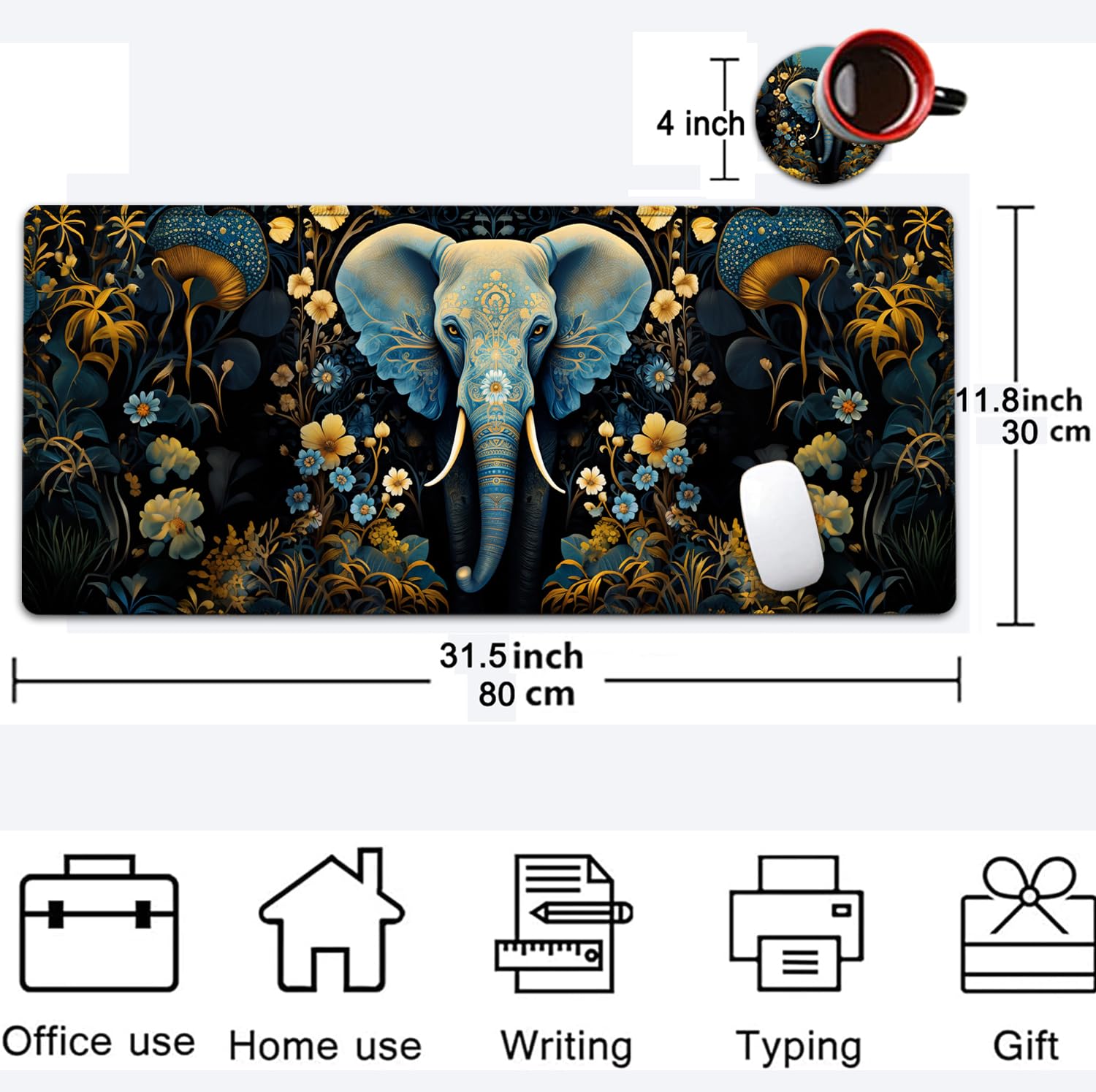 Large Mouse Pad, 31.5 x 11.8in Extended Gaming Mouse Pad with Stitched Edges, XXL Mousepad