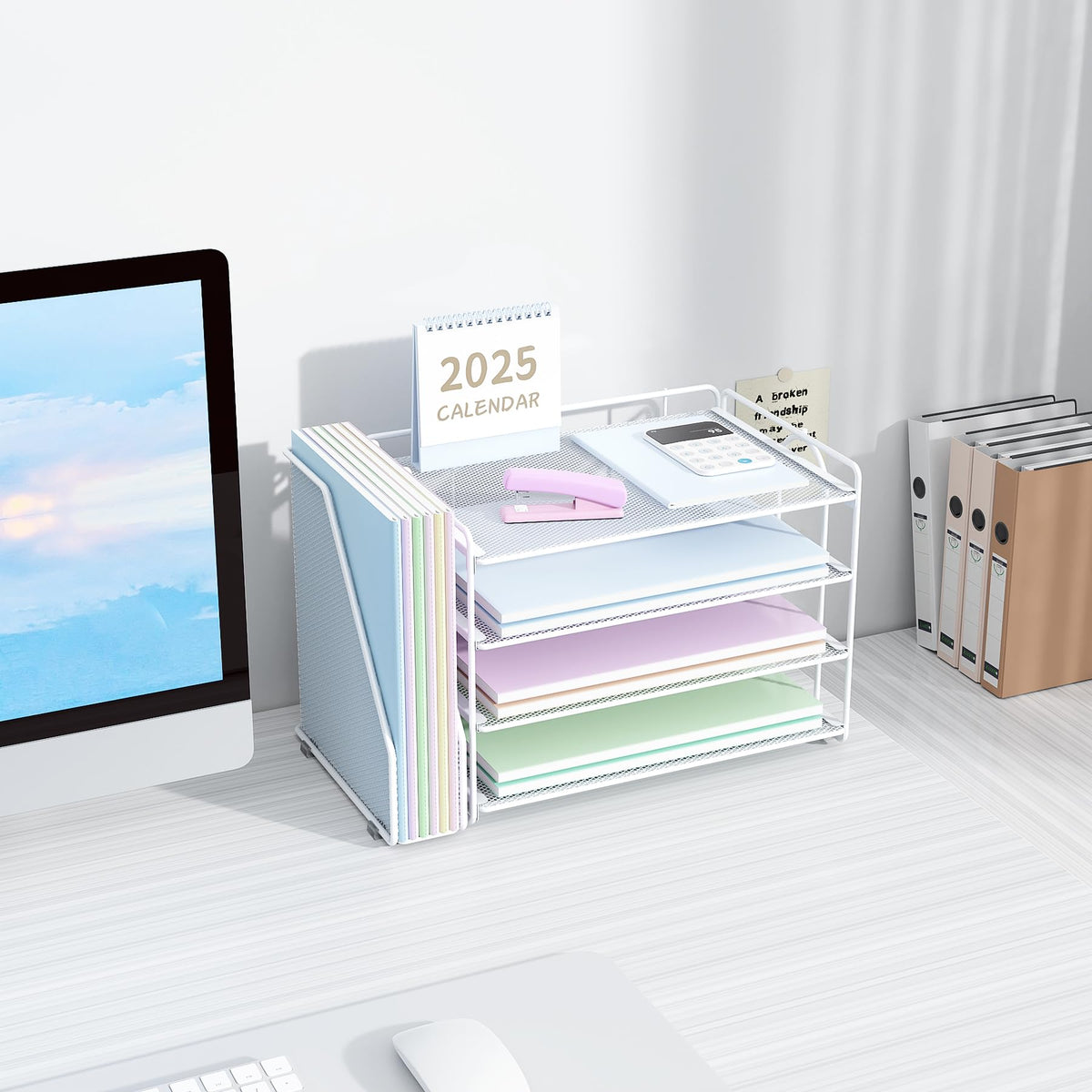 Spacrea Desk Organizers and Accessories, Paper Organizer for Desk with File organizer, Desk