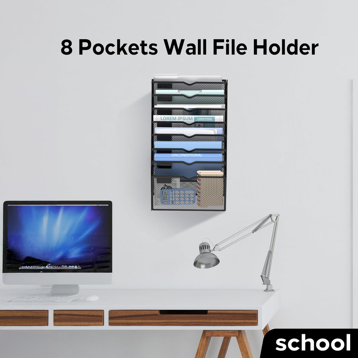 JMHUD 8-Tier Wall File Organizer and Hanging File Organizer, Black