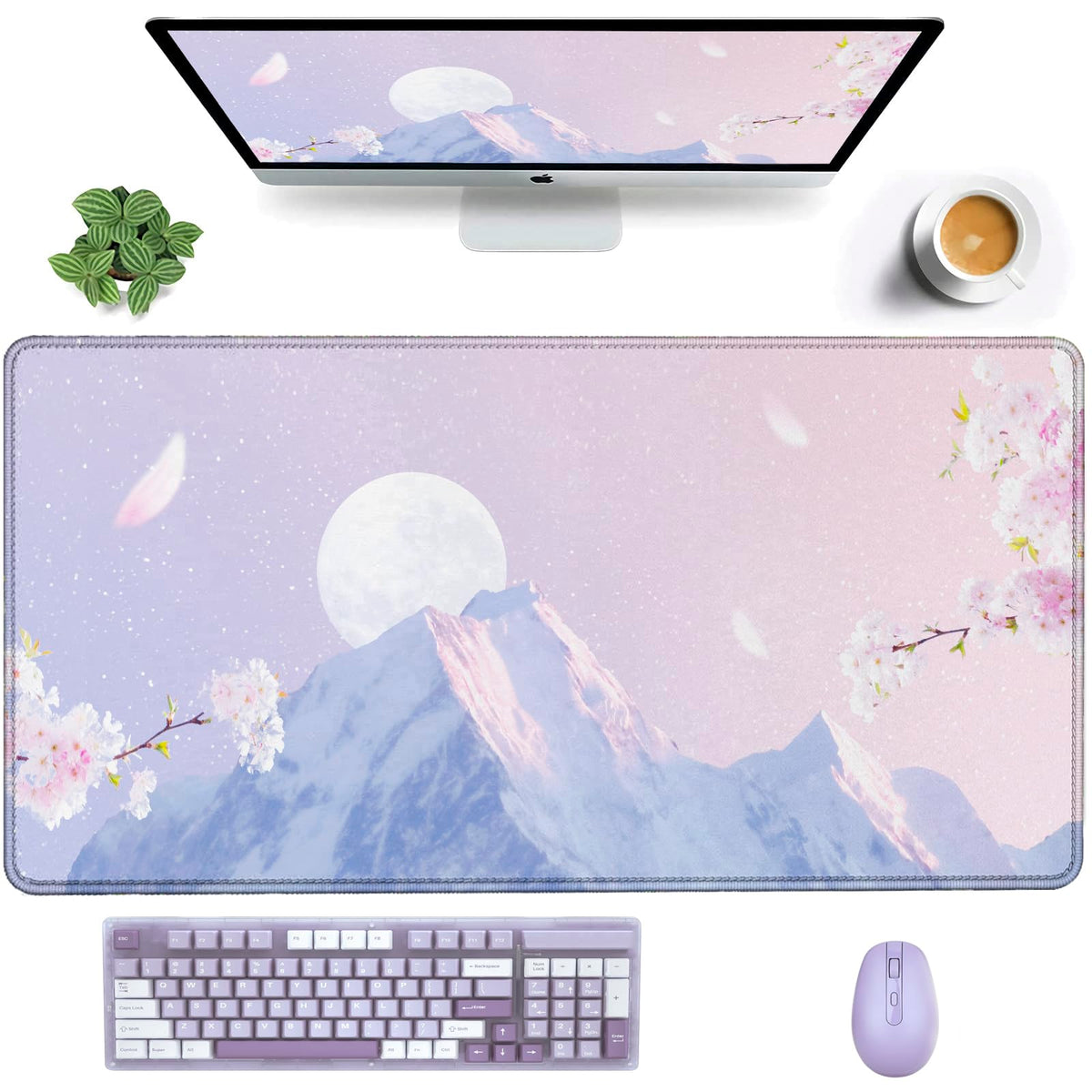 Viorichve Pink Mouse Pad Large XXL Mousepad 34.65" x 15.75" Extended Gaming Desk Pad Laptop