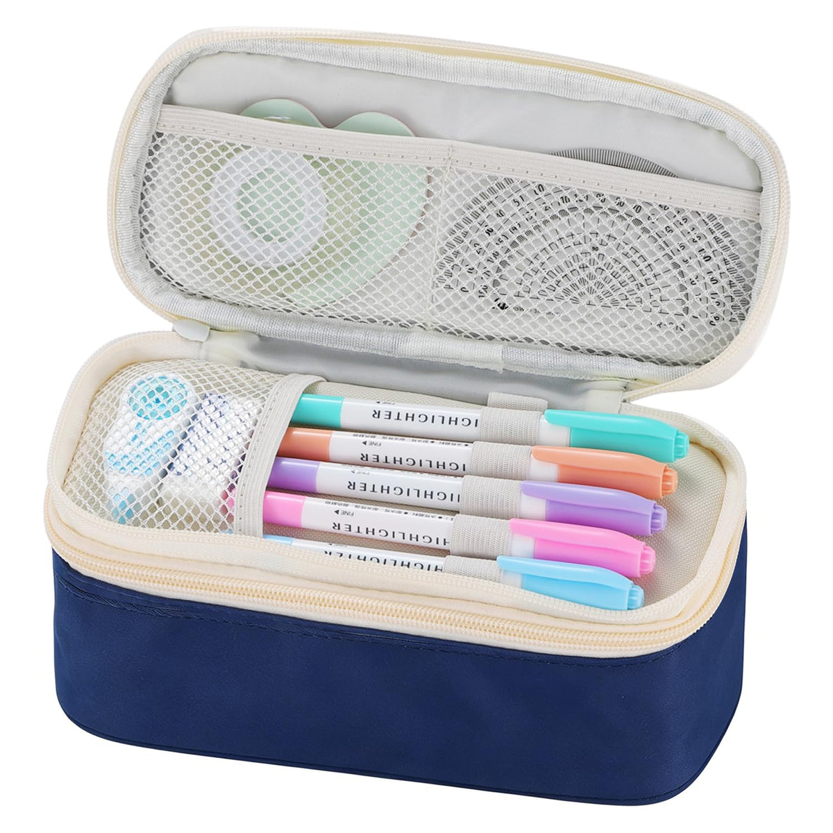 Dugio Pencil Case for Boys Kids Teens Big Zipper Pencil Pouch School Blue