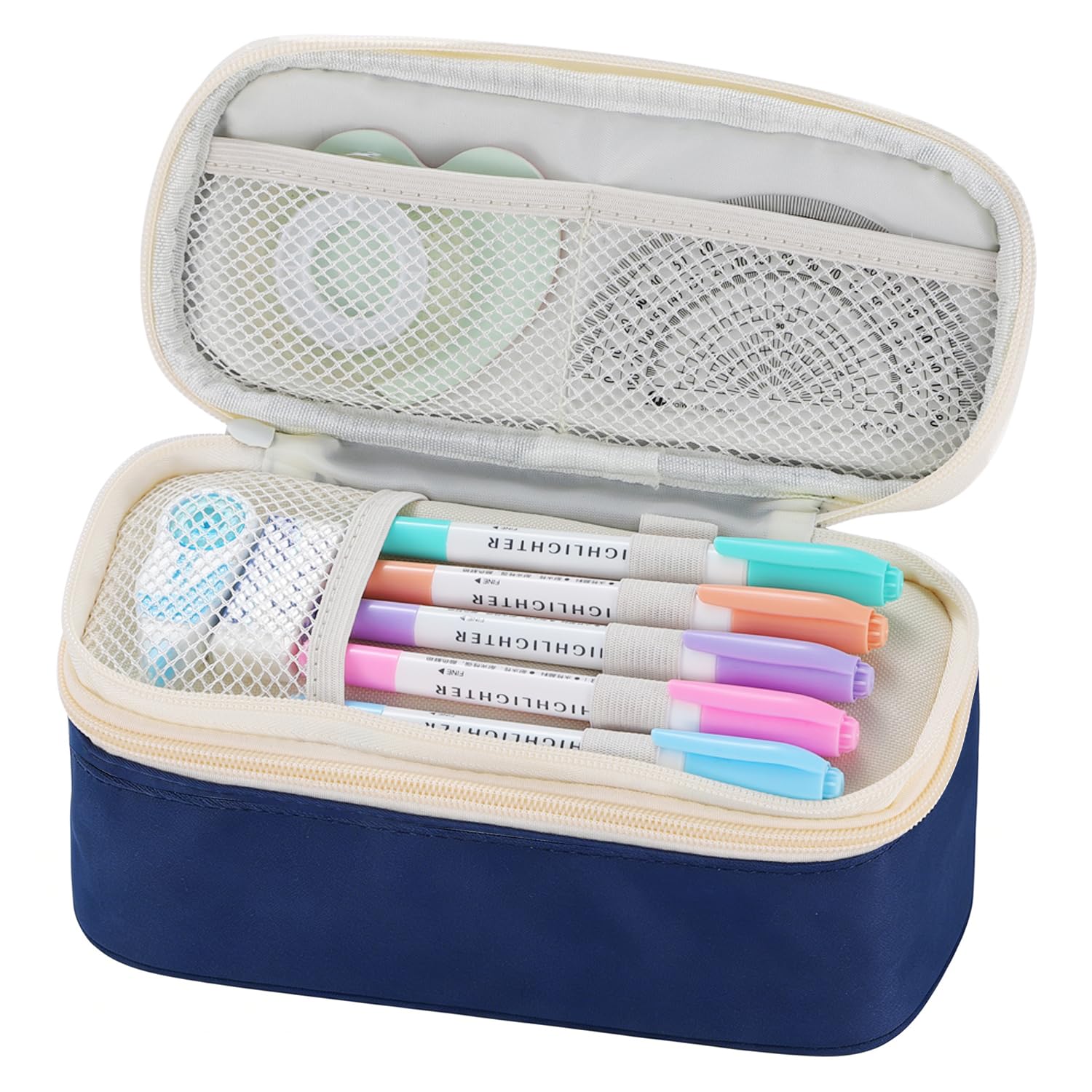 Dugio Pencil Case for Boys Kids Teens Big Zipper Pencil Pouch School Blue