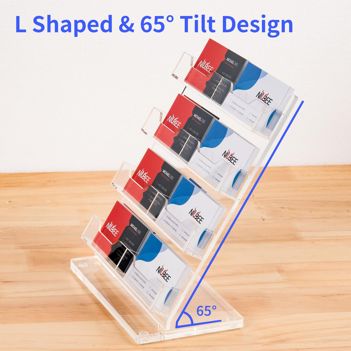 NIUBEE Acrylic Business Card Holder Gift Card Display Stand for Desk Office