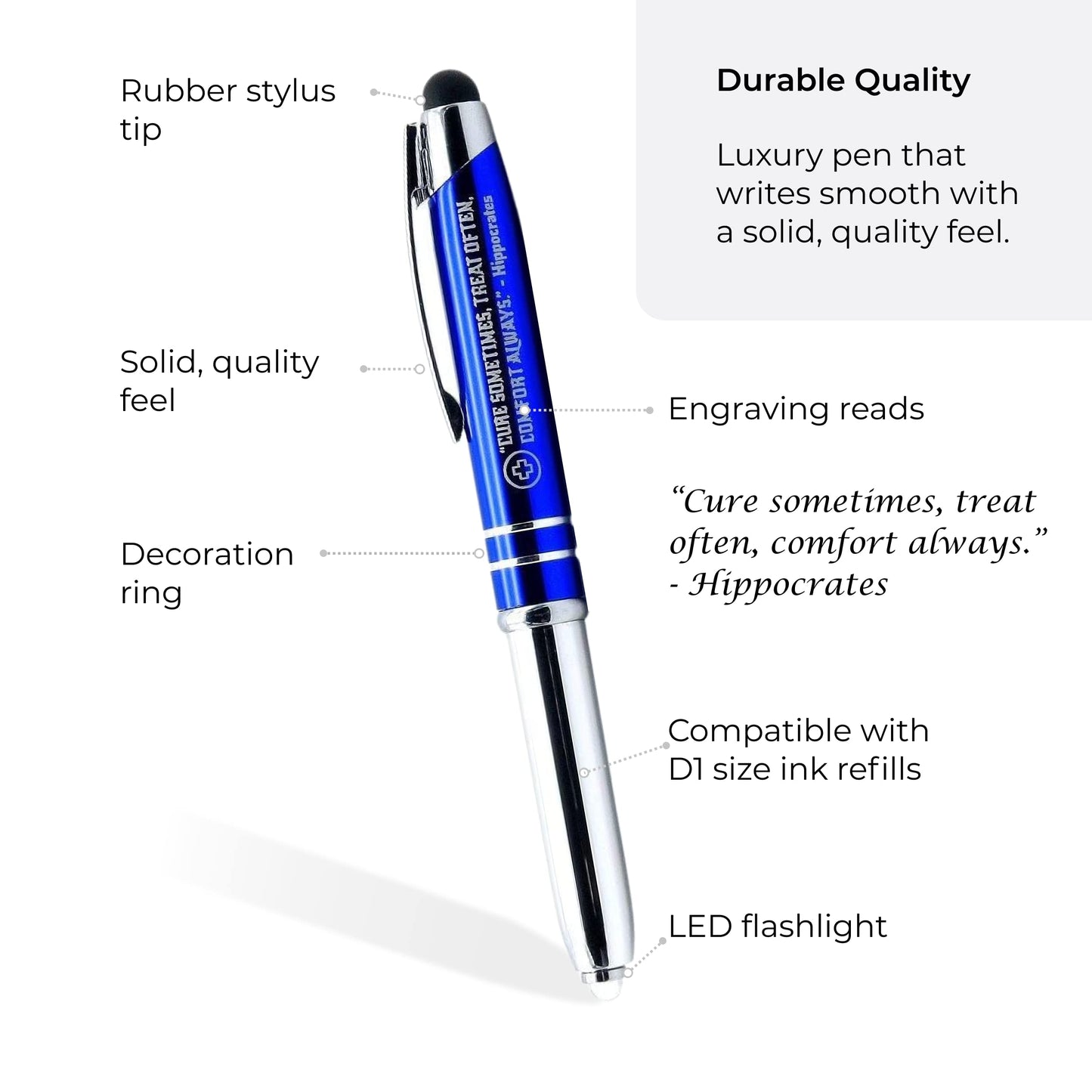 Inkstone Medical Gift Pen with Inspirational Quote - Cure Sometimes, Treat Often, Comfort Always.