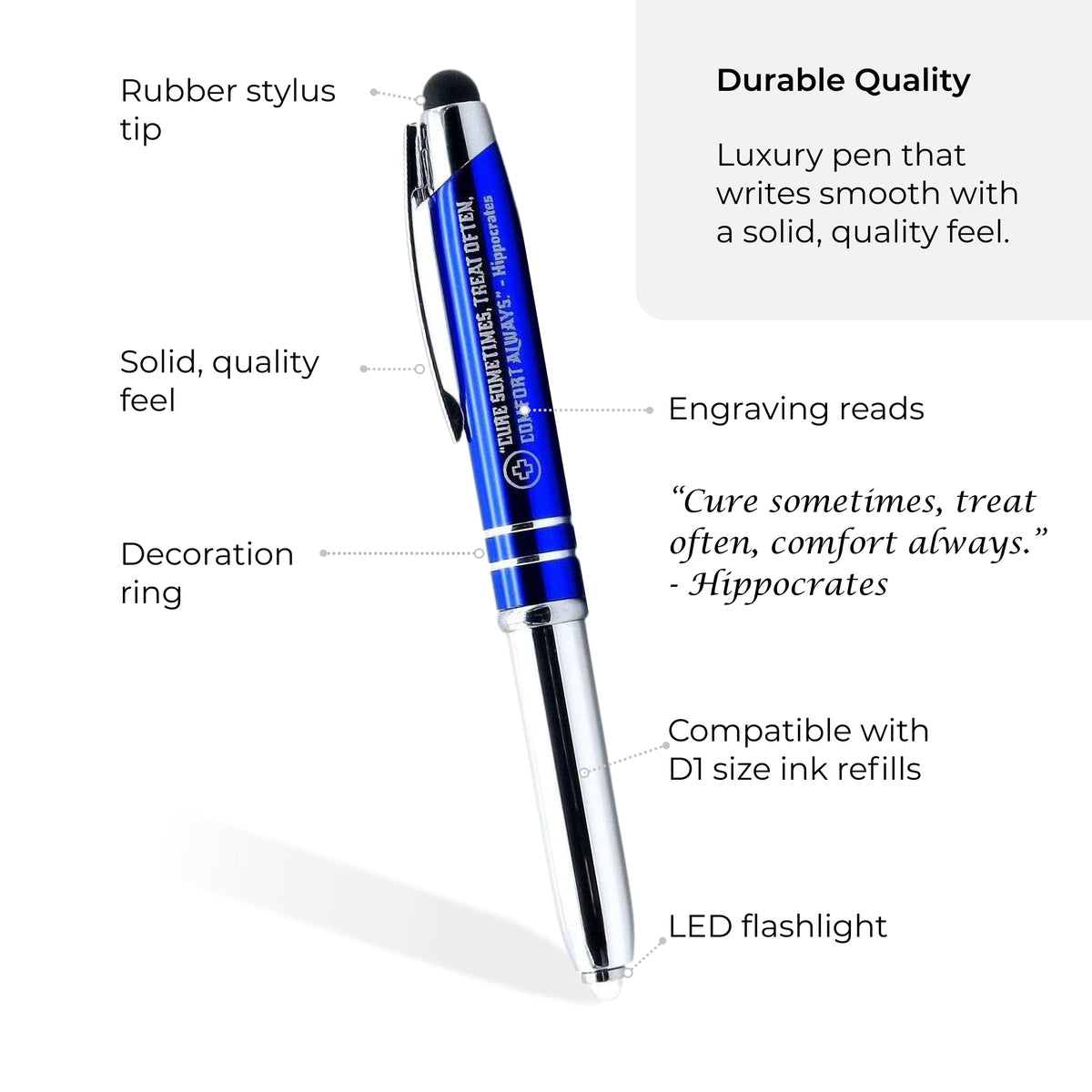 Inkstone Medical Gift Pen with Inspirational Quote - Cure Sometimes, Treat Often, Comfort Always.