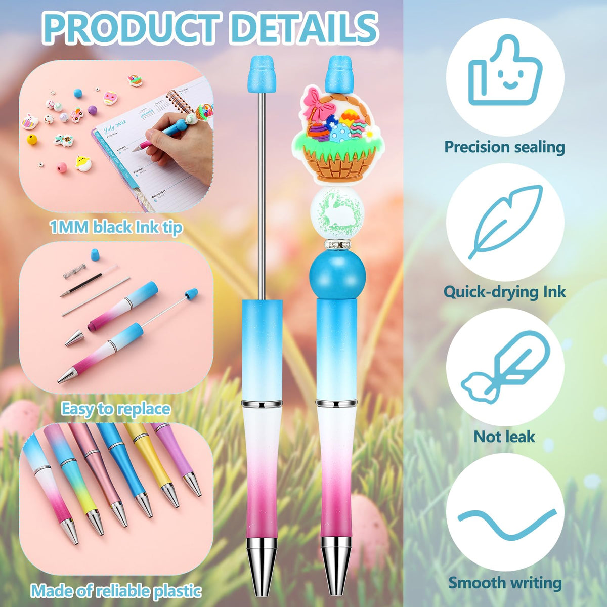 Ctosree 36 Sets Beadable Pen Making Kit, Focal Beads & Spacer Beads