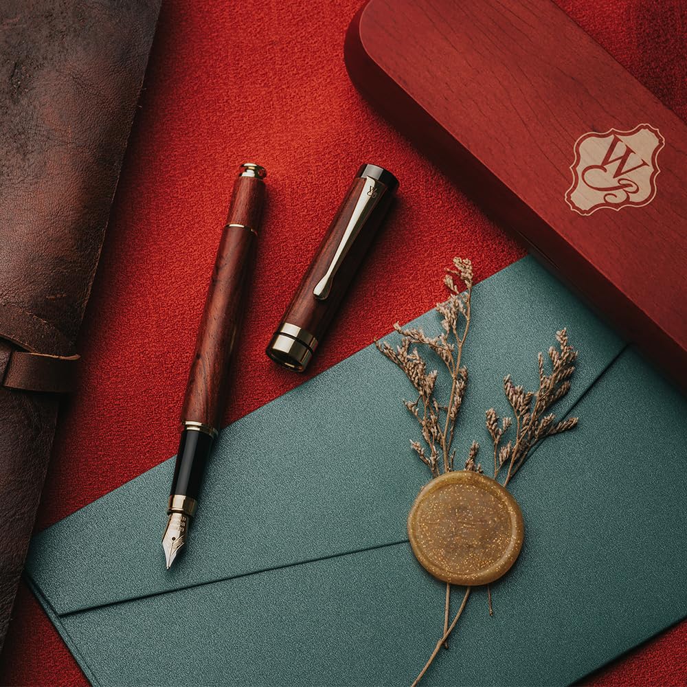 Wordsworth & Black Bamboo Wood Fountain Pen Set for Writing, Medium Nib