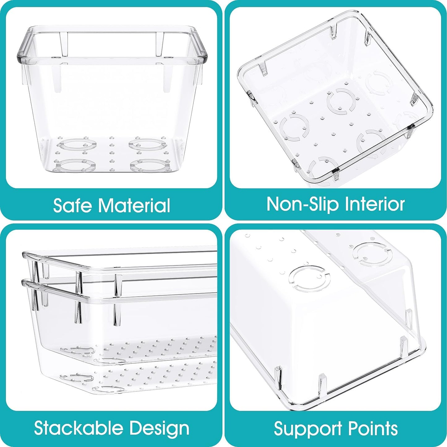 33 PCS Plastic Drawer Organizers Set, 4 Size Desk Drawer Organizer Trays