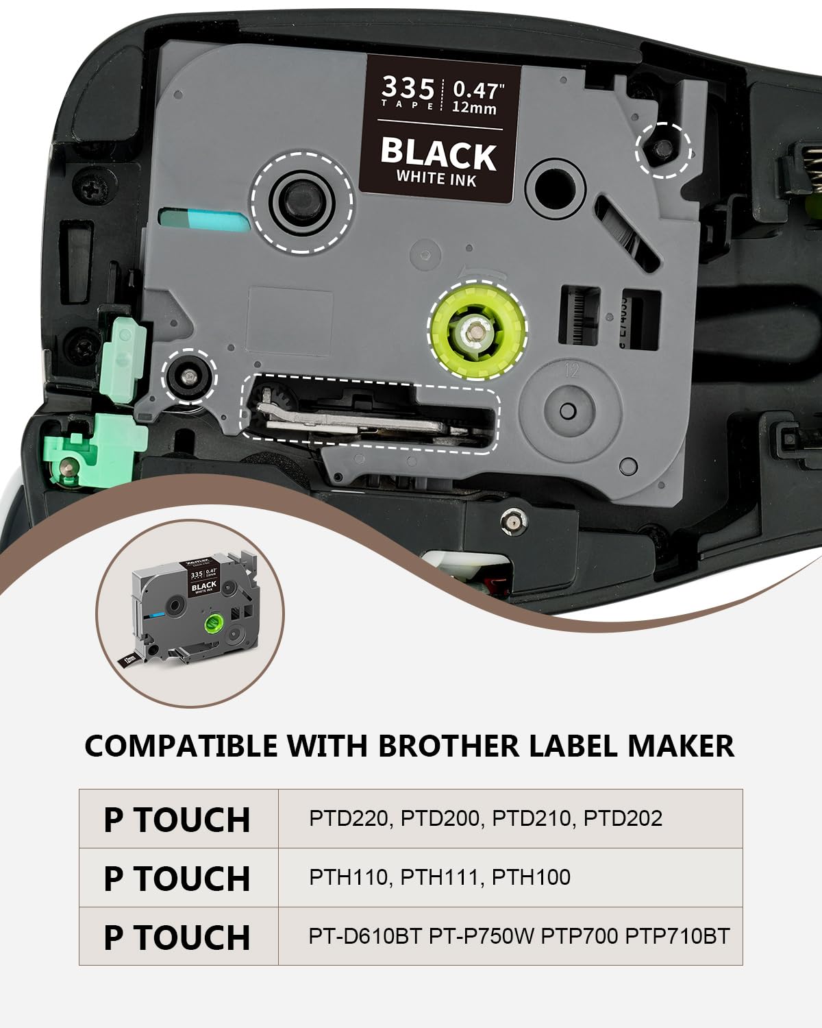 6X 12mm 0.47 Multi-Color Label Tape Compatible for Brother P Touch Tze Tape