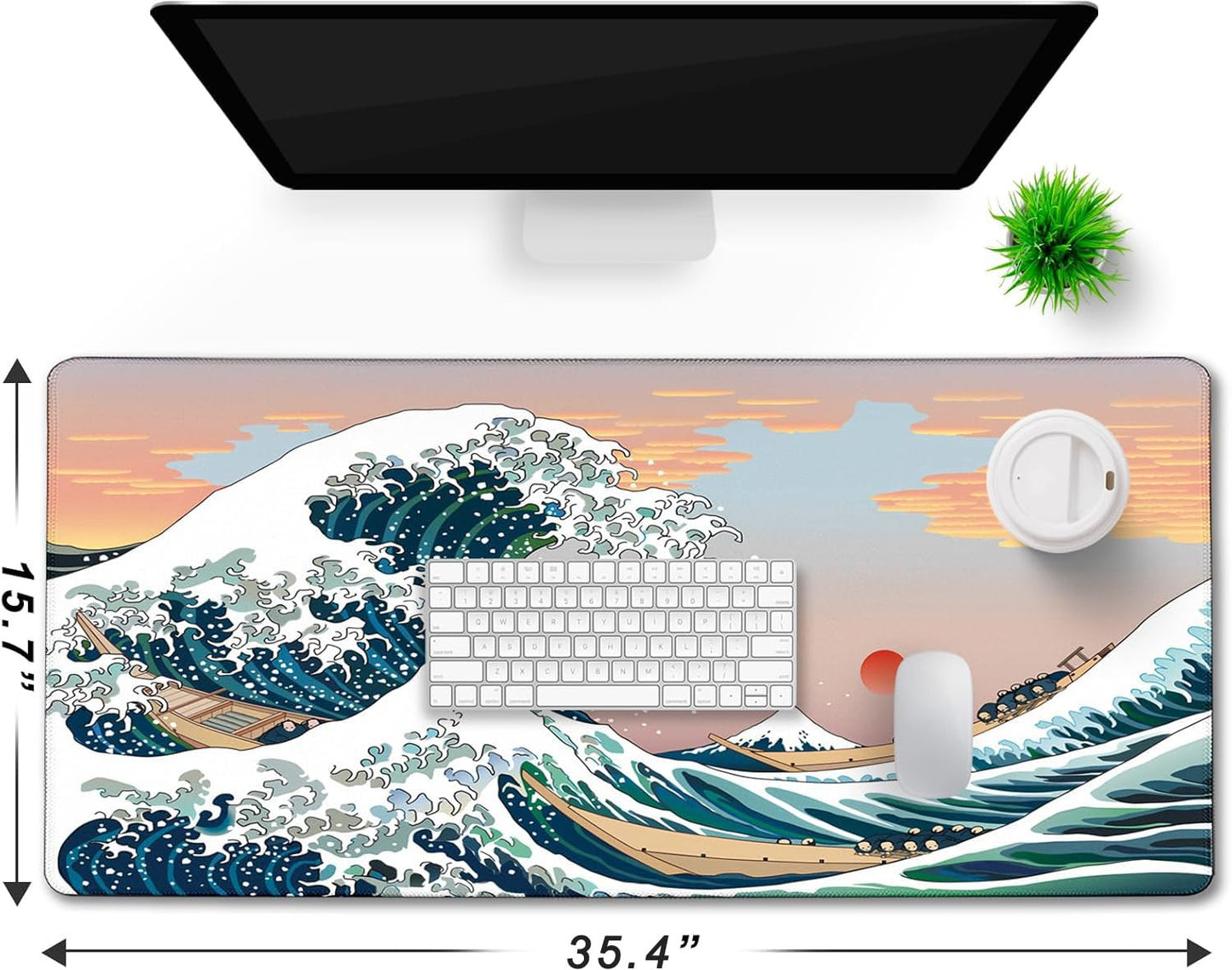 Japanese Large Mouse Pad Desk Mat Office Desk Pad, Sunset Sea