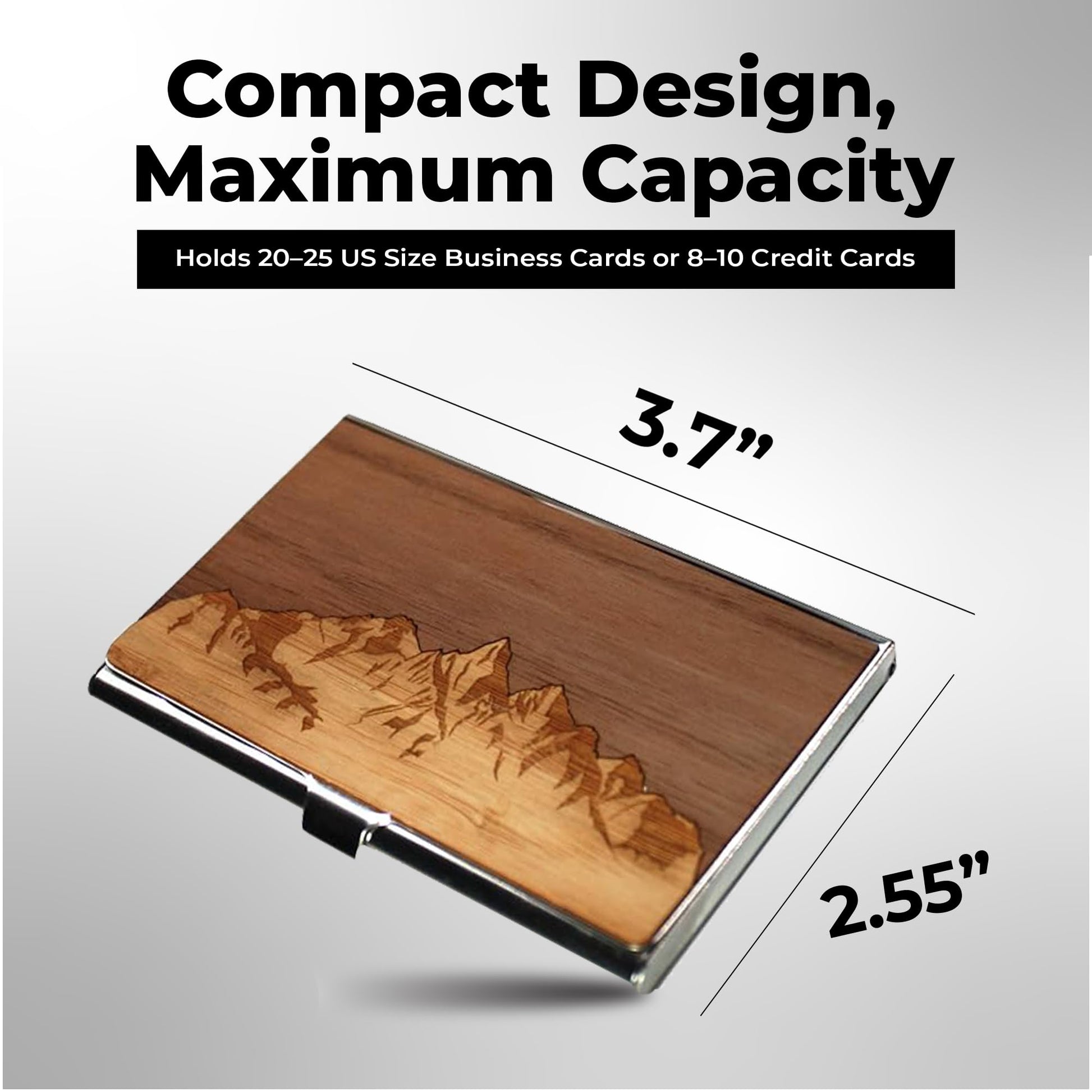 WUDN Handcrafted Wooden Business Card Holder Wallet For Men and Women | Holds Up to 20-25 B-Cards