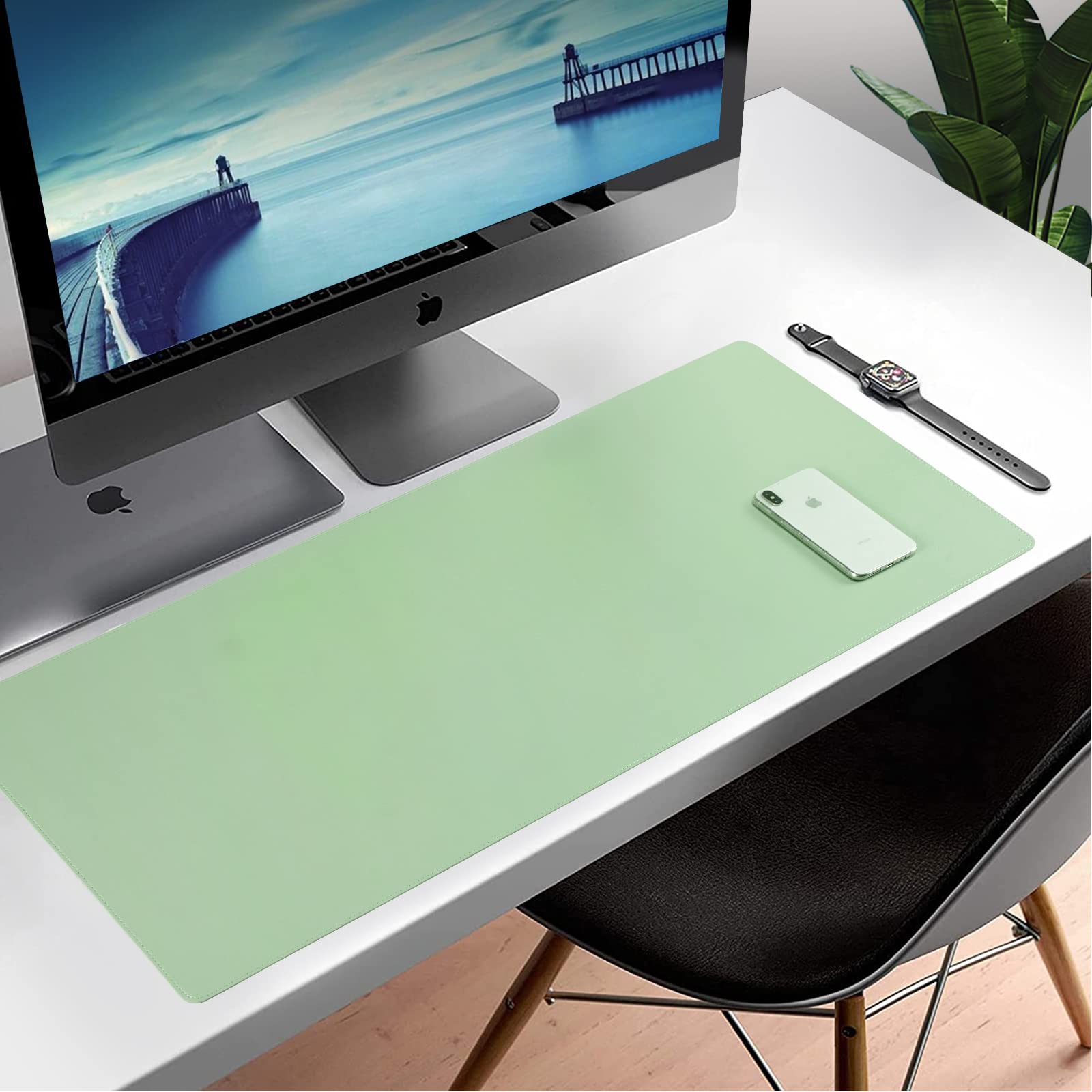 Wolaile PU Leather Desk Pad,36x17 in Large Computer Desk Mat,Waterproof Non-Slip Desk Blotter