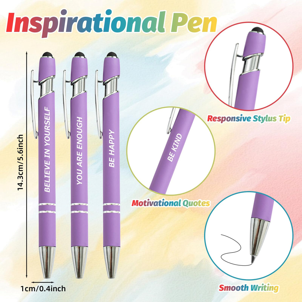 60 Piece Inspirational Pens Kit with Stylus Tip & Sayings – 30 Motivational Pen + 30 Individual