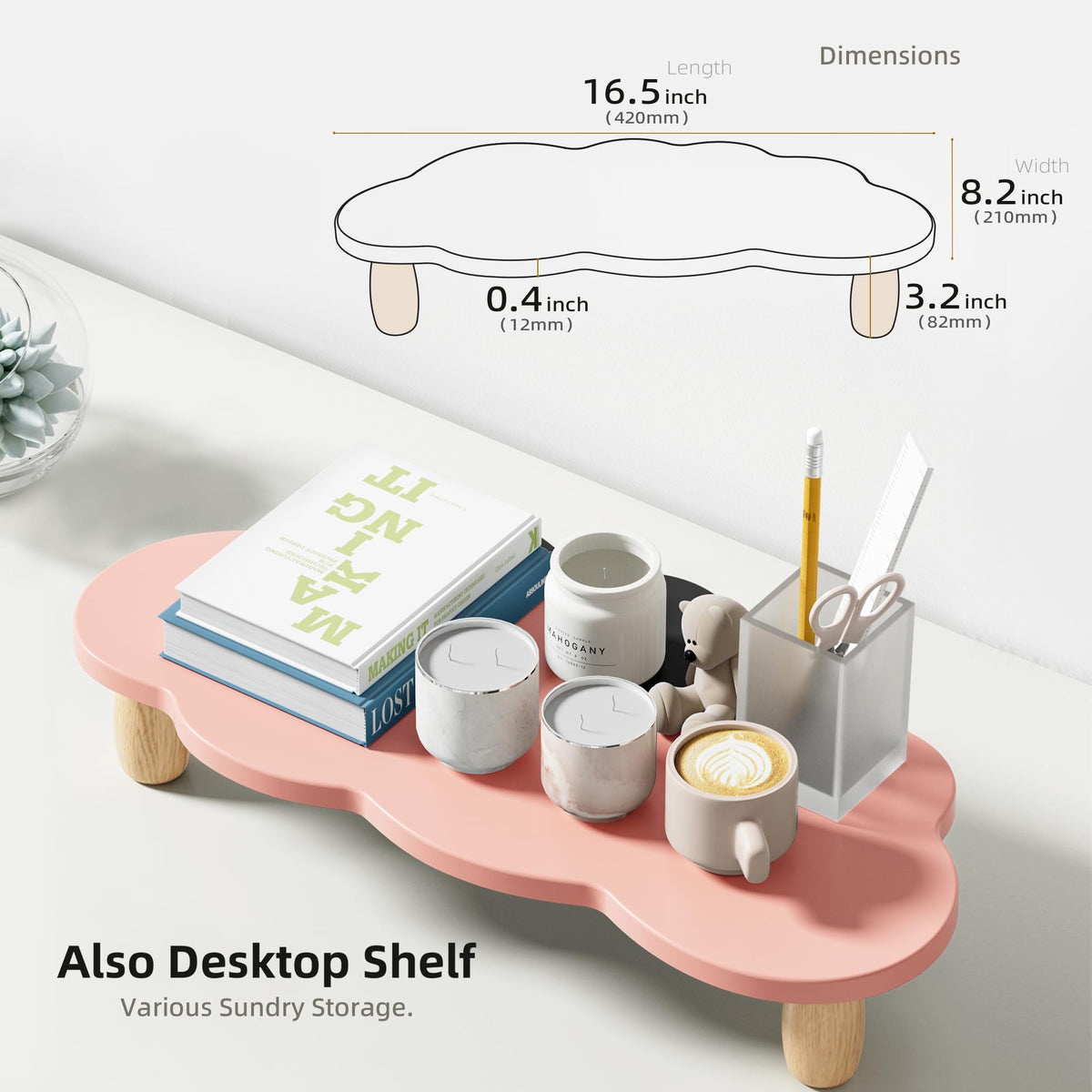 AFOOYO Monitor Stand Riser,Cloud Shape Wood Computer Monitor Stand, 16.5IN Monitor Stand Riser