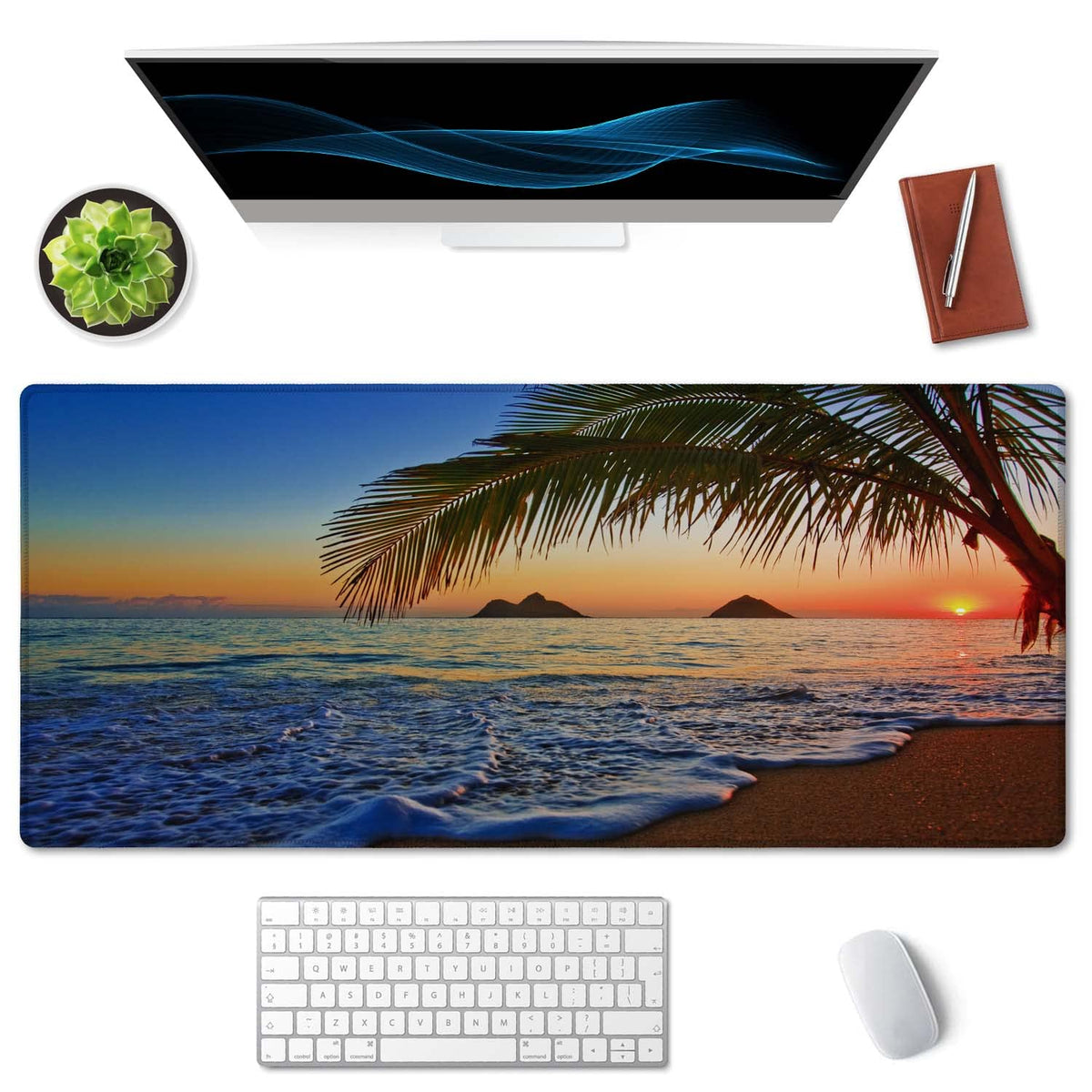 SSOIU Extended Gaming Mouse Pad - Non-Slip Water-Resistant Rubber Base Computer Keyboard Mouse Mat