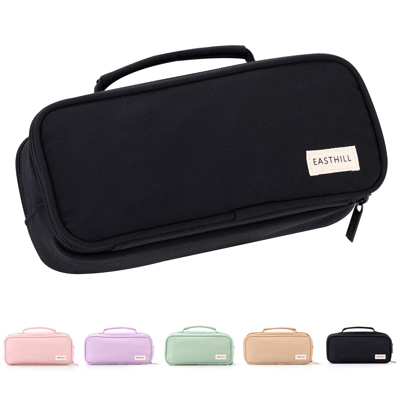 EASTHILL Large Capacity Pencil Case Pen Pouch Organizer Canvas Pencil Bag with Handle School