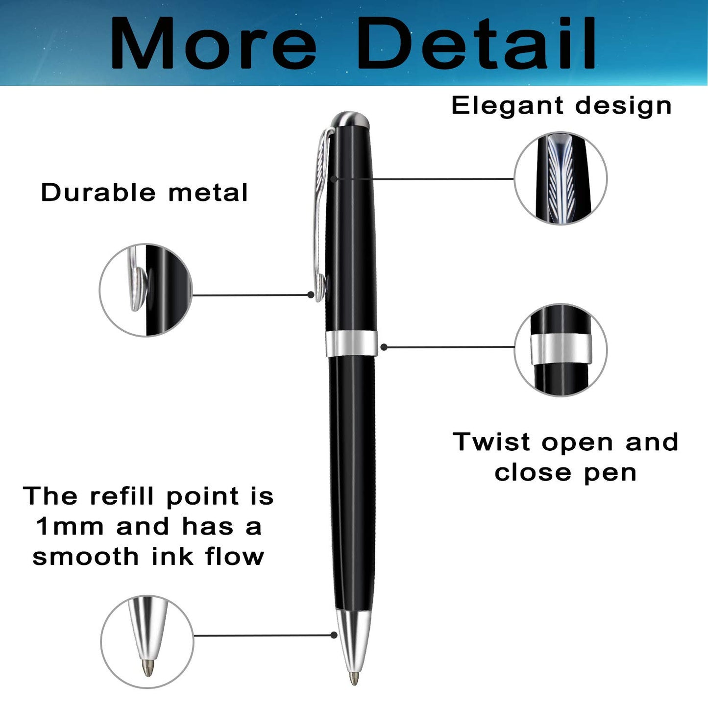ABIsedrin Personalized Pens, Custom Engraved Pen Case for Men, Twist Action 0.7 Ballpoint Pens