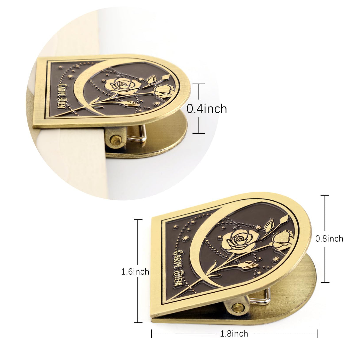 Dizdkizd Vintage Metal Clip for Journals, Planners, Notebooks, Brass Colored Book Clip Little