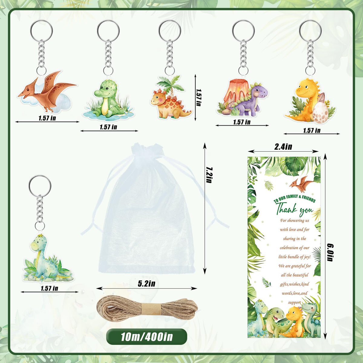 EYNDYN 289 Pieces Dinosaur Baby Shower Favors for Guest It's a Boy Ballpoint Pens and Keychains