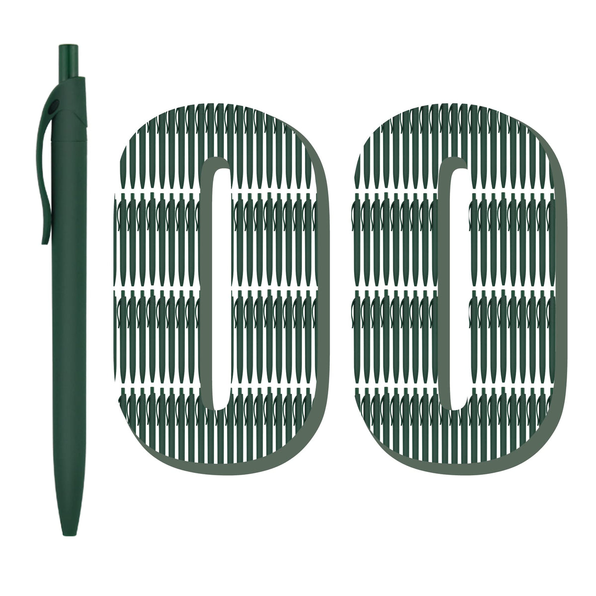 deegtran 100 Pack No Bleed Green Barrel Click Pens, Wholesale Retractable Ballpoint Pens, Medium