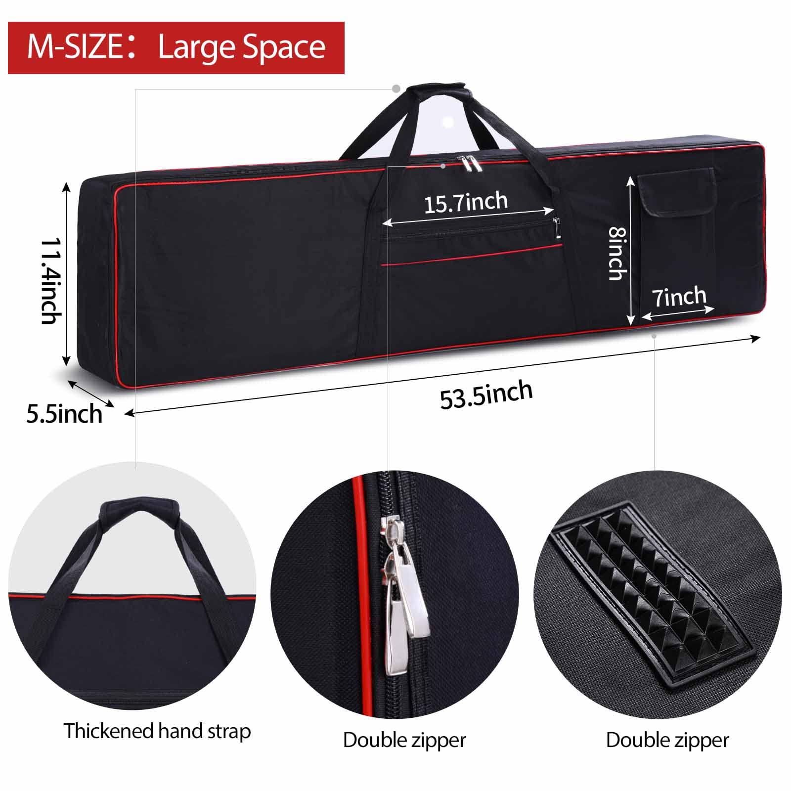 Monkeysell 88 Key Keyboard Case, 6MM Padded Piano Gig Bag Medium