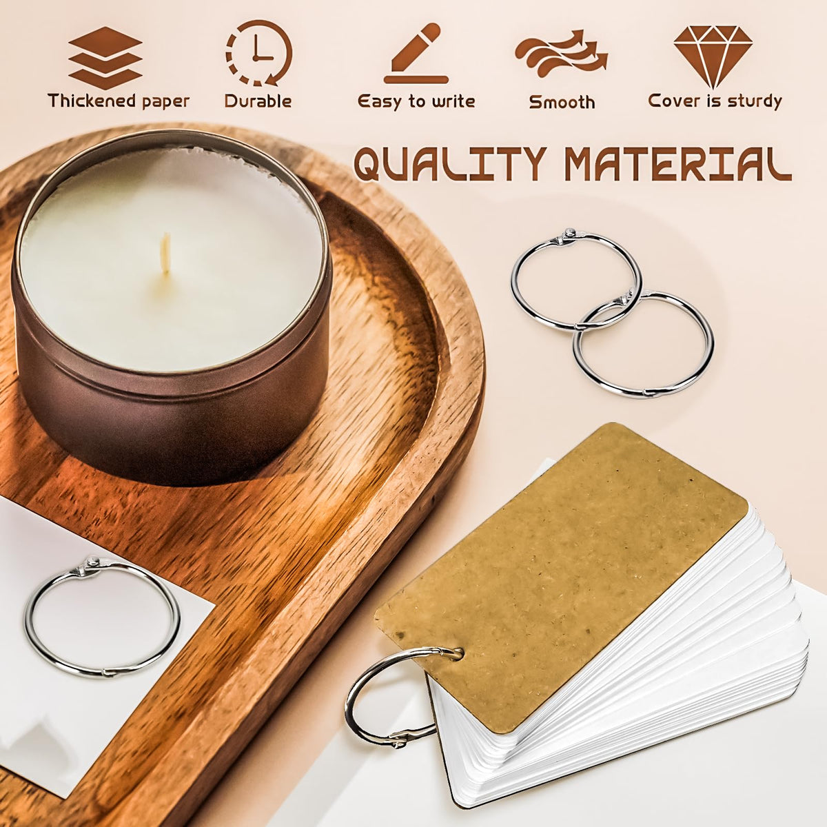 MotBach 1000 Pcs Flash Cards 2x3 Inch Index Cards with Ring Lined Note Card Bood Flashcards, Mini