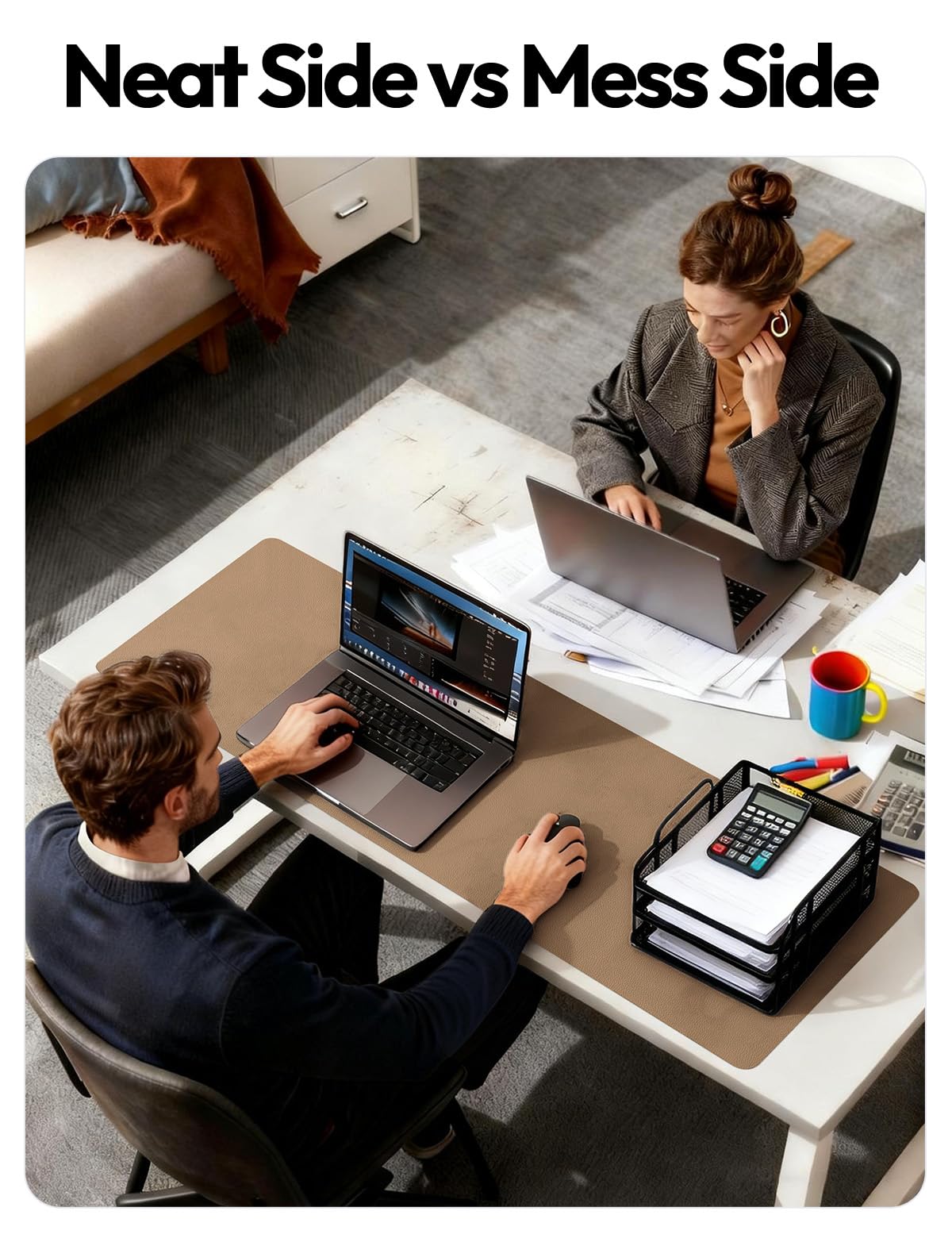 YSAGi Leather Desk Protector, Office Mat, Large Mouse Mat, Non-Slip PU Leather Blotter, Laptop Desk