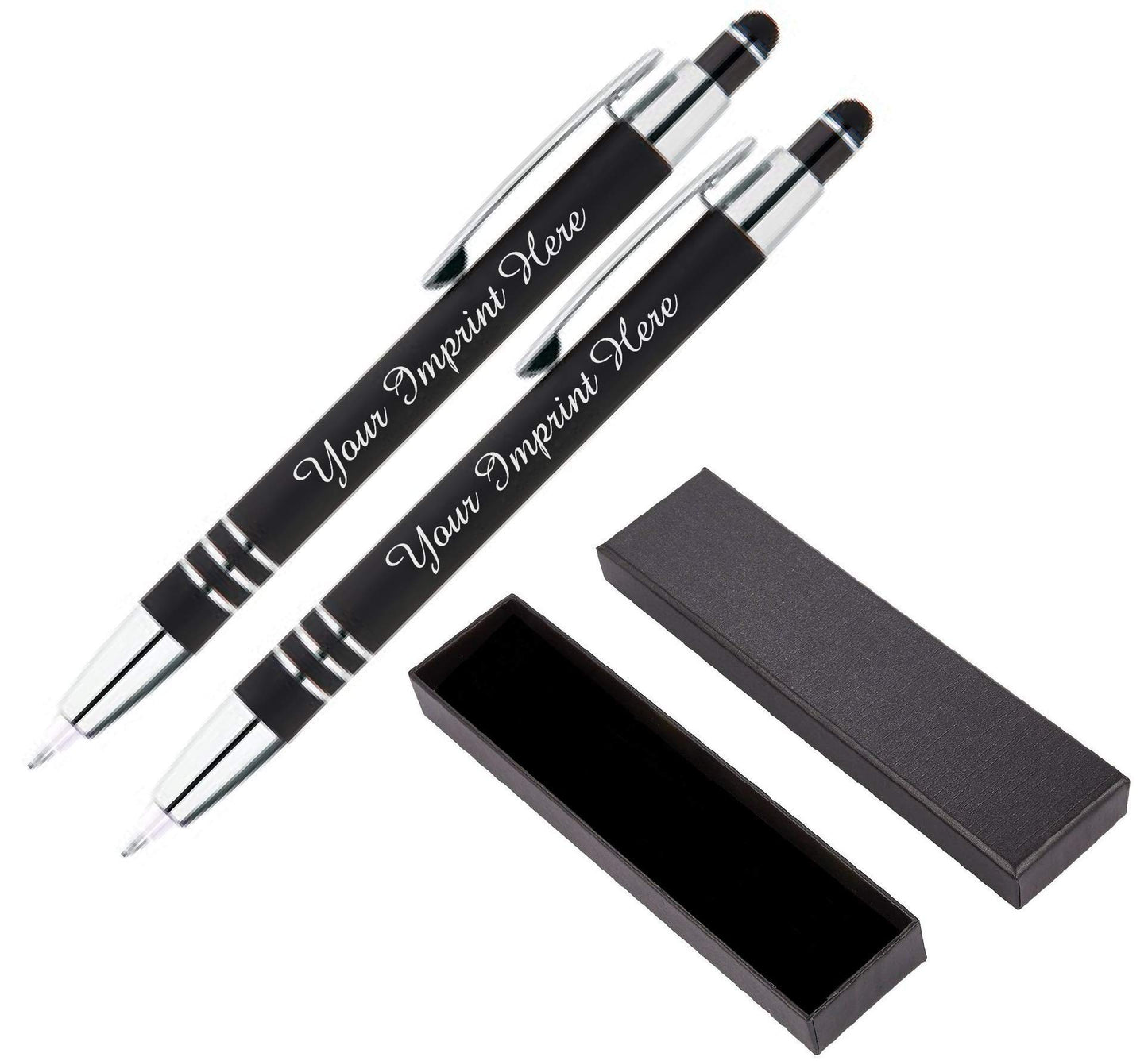 ExpressDesigns™ - Personalized Pens Gift Set - 2 Pack of | LED Flashlight Soft Touch Metal Pens