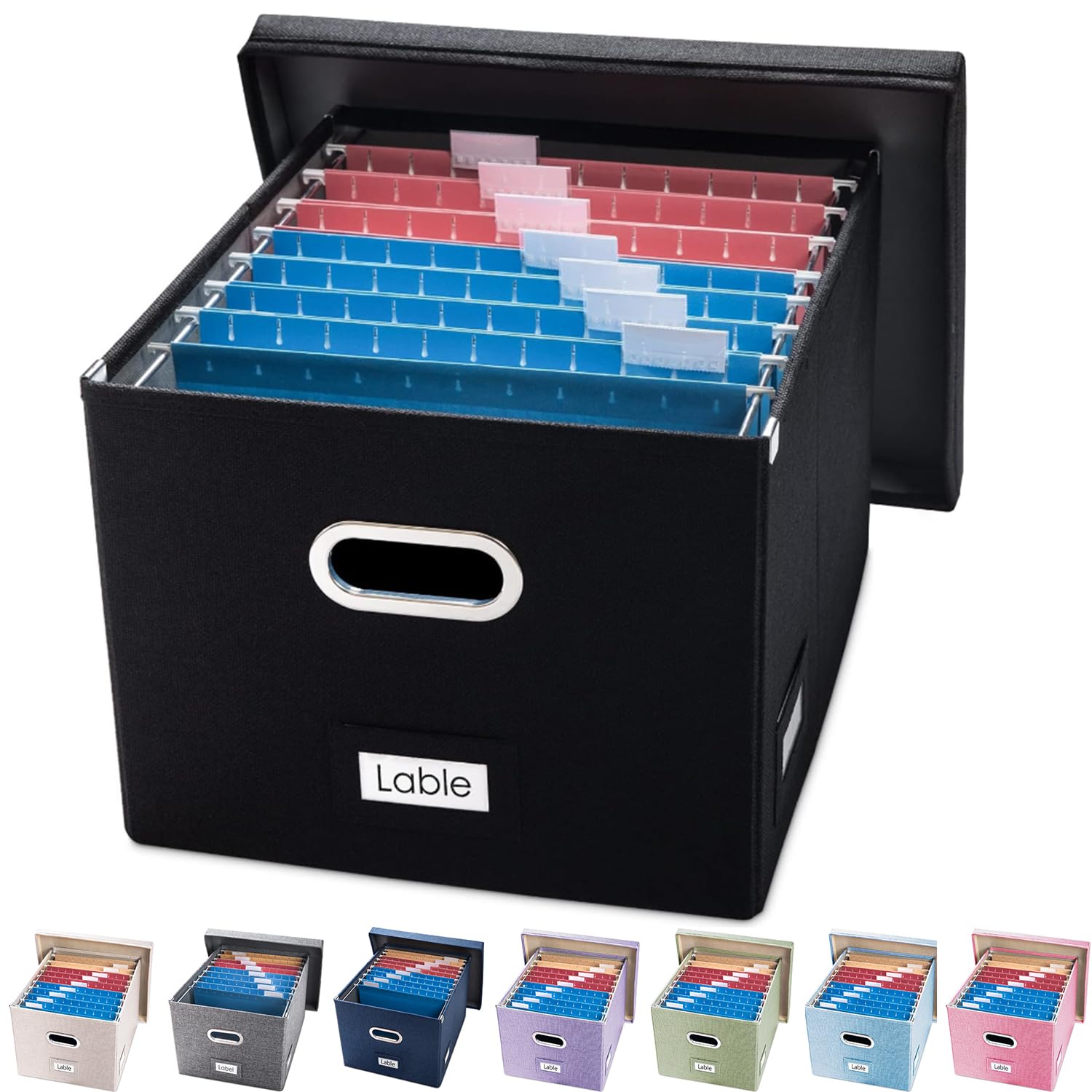 PRANDOM File Organizer Box - Set of 1 Collapsible Decorative Linen Filing Storage Hanging File