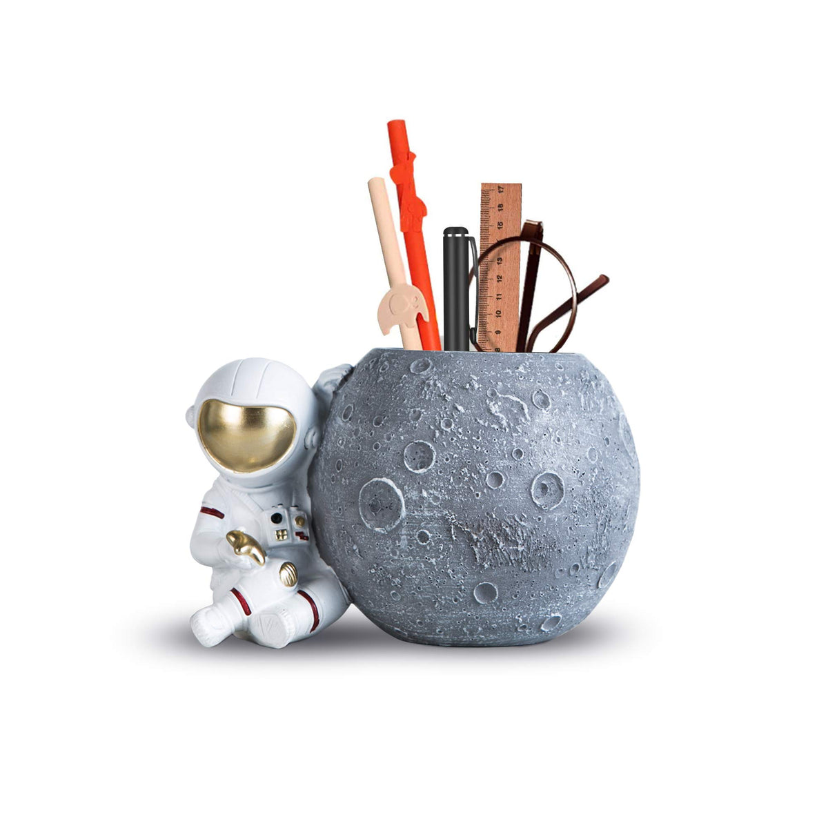 Kimdio Pen Holder, Astronaut Stand for Desk Pencil Holder, Resin Desk Organizer Decorative
