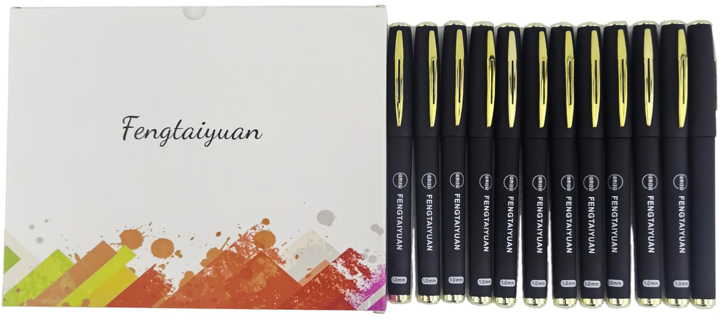 Fengtaiyuan 10P18x12, Gel Ink Roller Ball Pens, Black Ink, Bold Point1.0mm, Writting Pens, Smooth