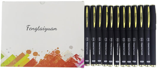 Fengtaiyuan 10P18x12, Gel Ink Roller Ball Pens, Black Ink, Bold Point1.0mm, Writting Pens, Smooth