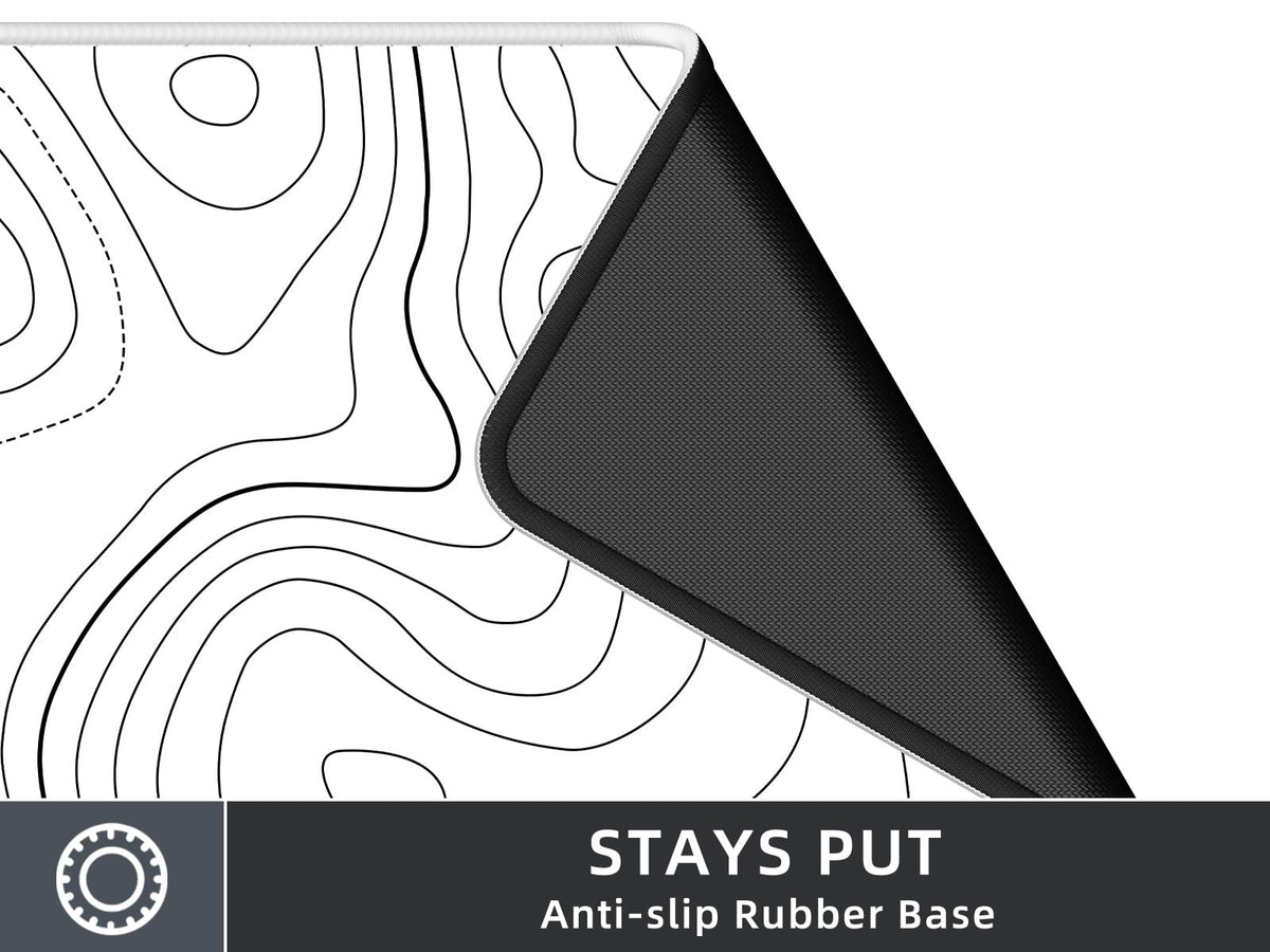 Rinaze Extra Large Gaming Mouse Pad with White Topographic, XXL Mousepad, Big Mouse Mat Desk Pad