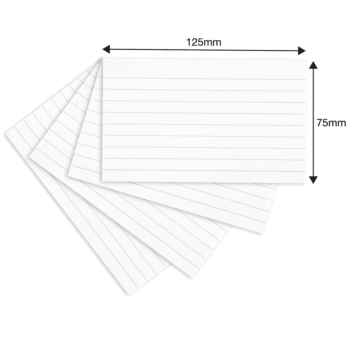 Summit Flash Cards, 200 Pack White, Lined Revision Cards, 125x75mm