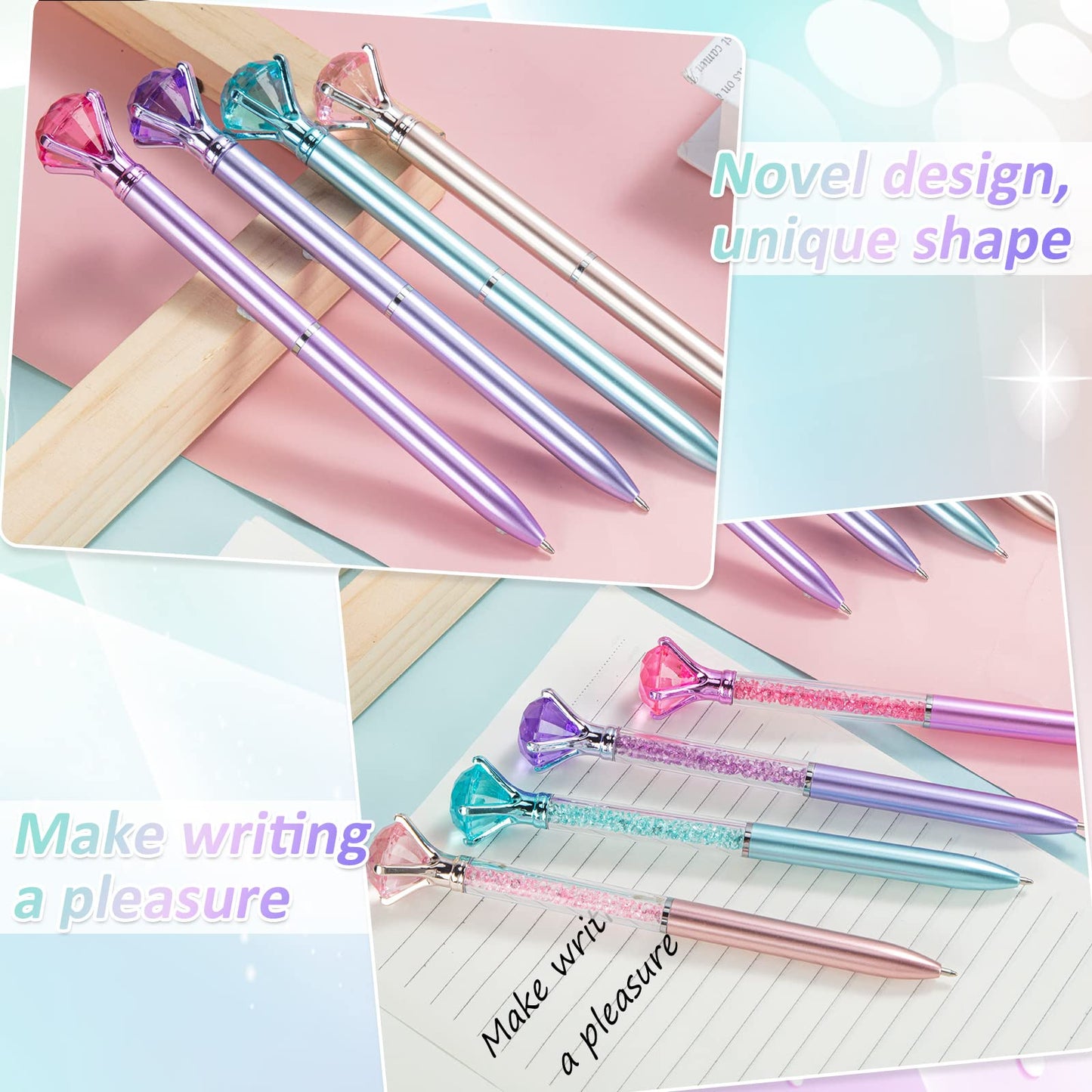 Mimorou 48 Pcs Diamond Pens with Crystal Retractable 1.0 mm, Stylish Style