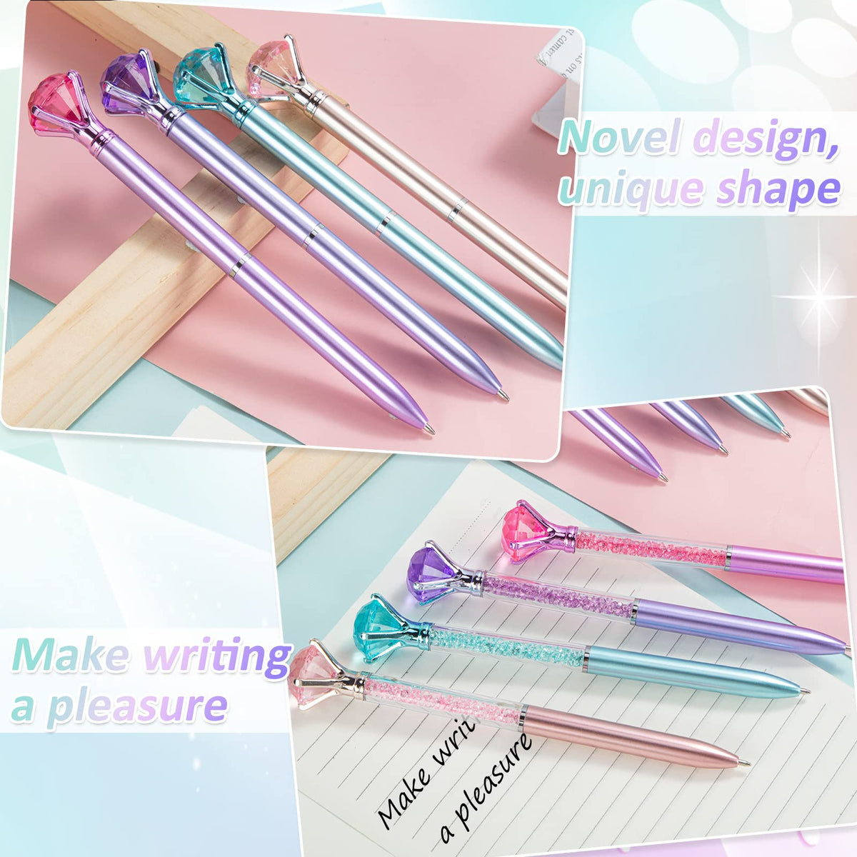 Mimorou 48 Pcs Diamond Pens with Crystal Retractable 1.0 mm, Stylish Style