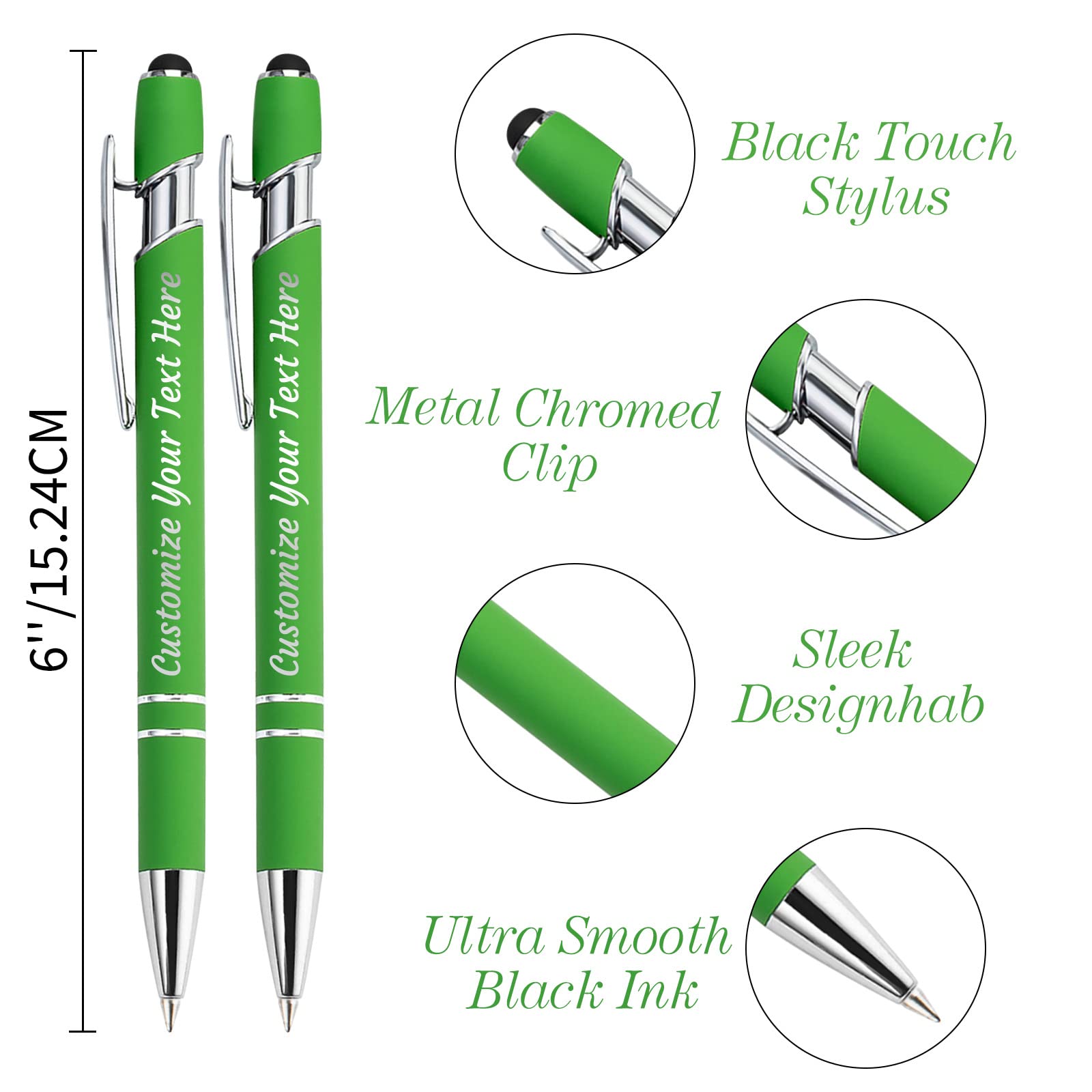 Personalized Pens Bulk 30 with Name Custom Engraving Ballpoint Pens with Stylus Tip Customized