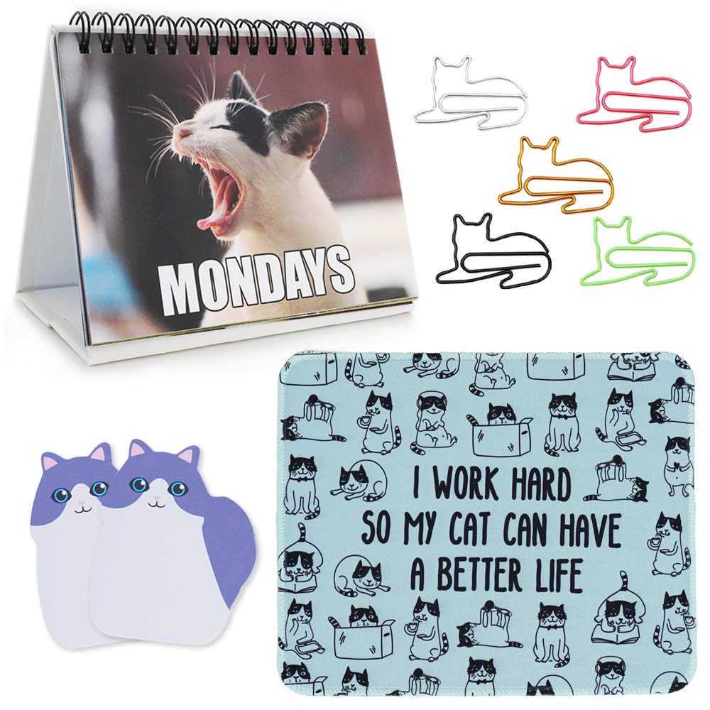 Office Gift for Cat Lovers | Cute Cat Office Supplies - Funny Cat Memes Desktop Flipbook, Cat Mouse