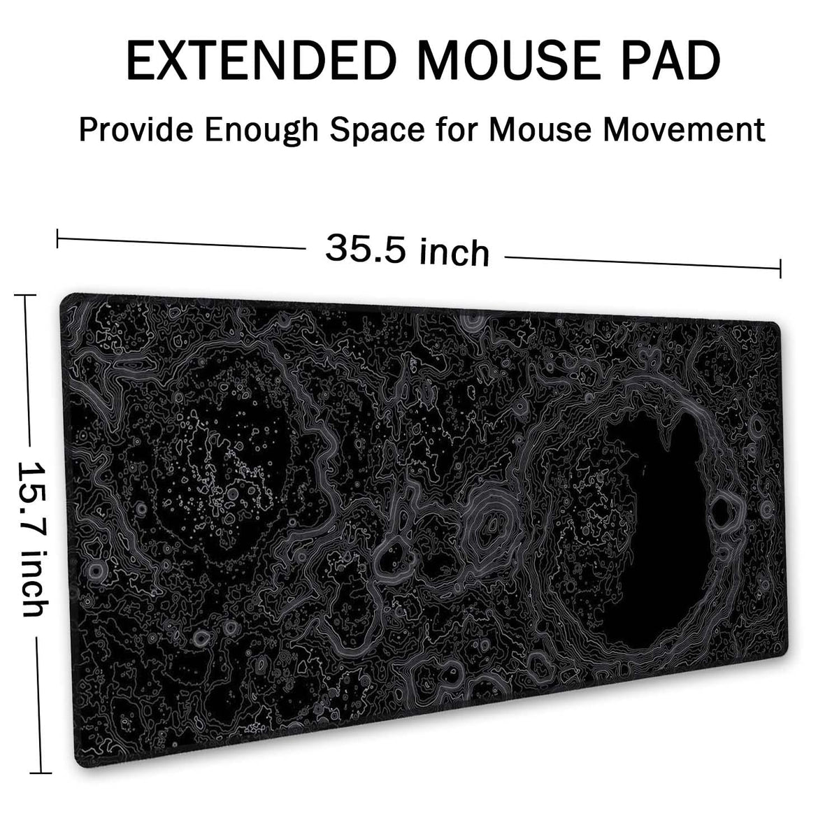 SSOIU Moon Topographic Map Extended Mouse Pad, XXL Gaming Mouse Pads, Large Big Mousepad Laptop