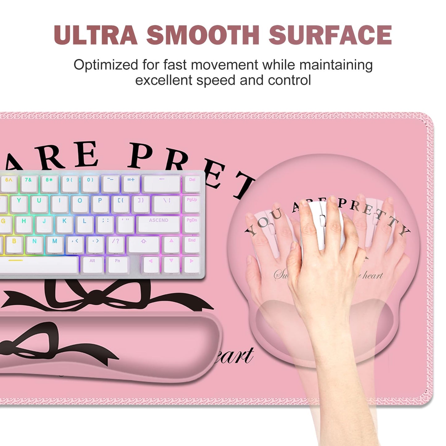 Gaming Mouse Pad, Large Desk Mat, 4in1 XXL Mousepad Cute Desk Pad Protector