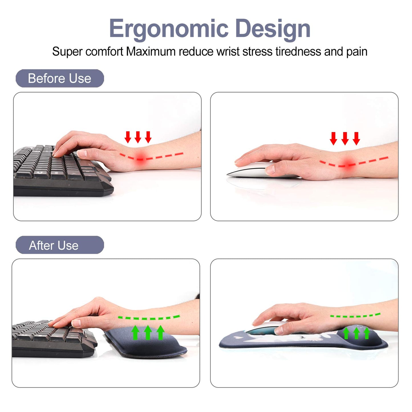 ToLuLu Keyboard Mouse Pad Wrist Rest, Gel Ergonomic Mouse Pads for Computer Laptop Office Home