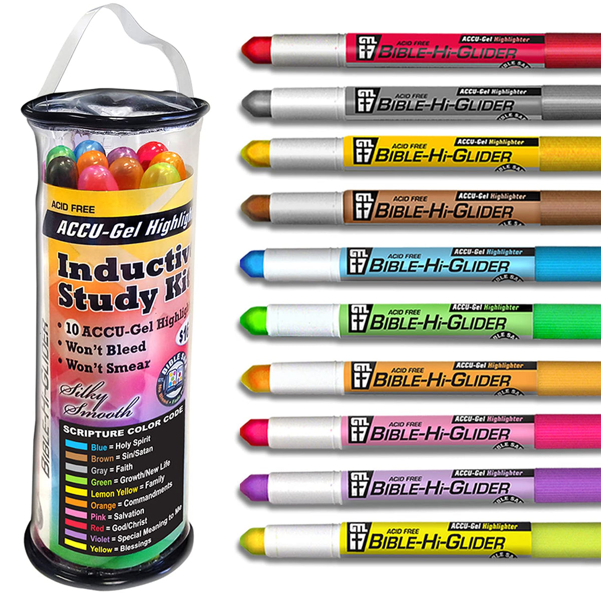 G.T. Luscombe Company, Inc. Accu-Gel Bible-Hi-Glider Inductive Bible Study Set | No Bleed Solid Gel