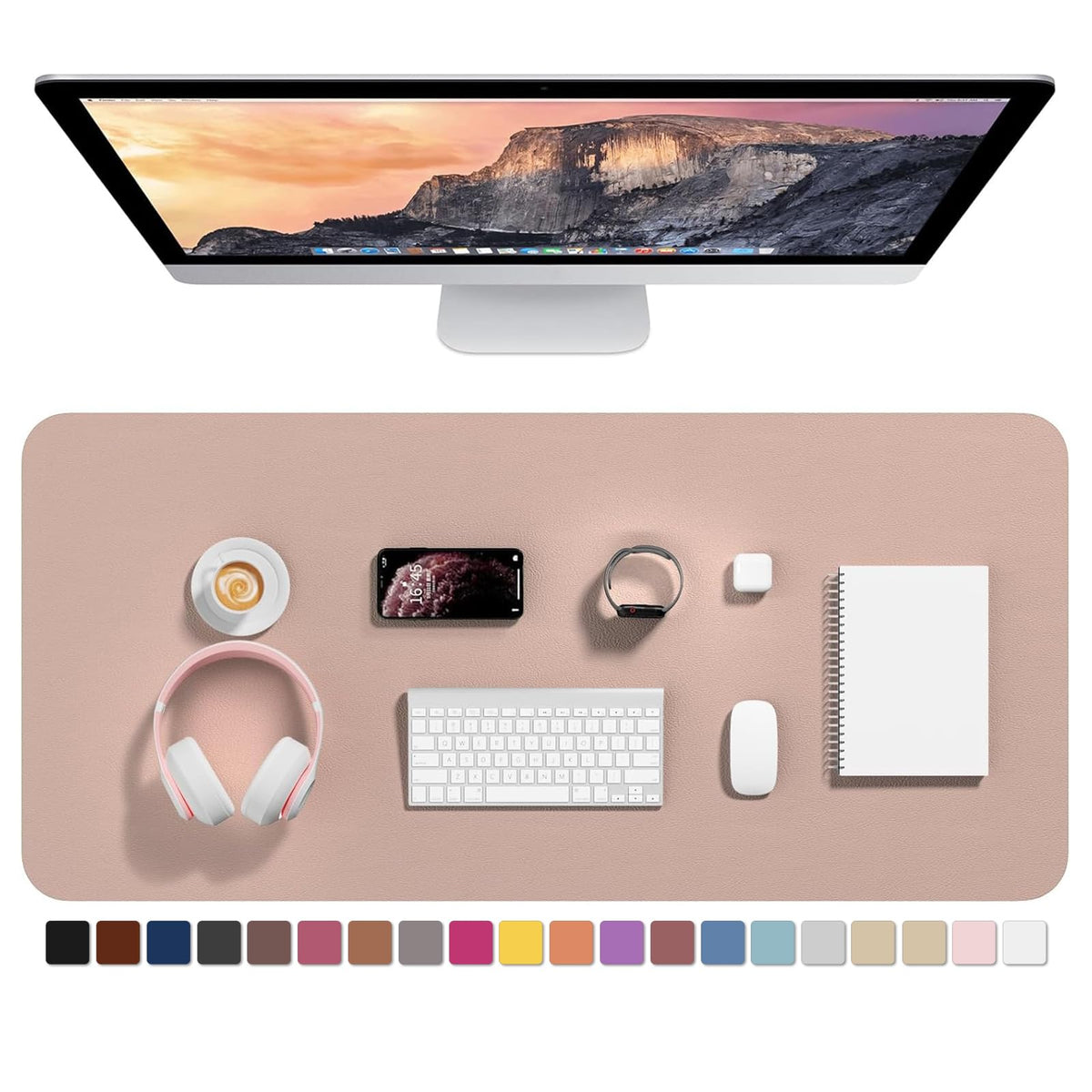 Hsurbtra Desk Pad, 35.5" x 17" PU Leather Desk Mat, XXL Extended Mouse Pad, Waterproof Desktop