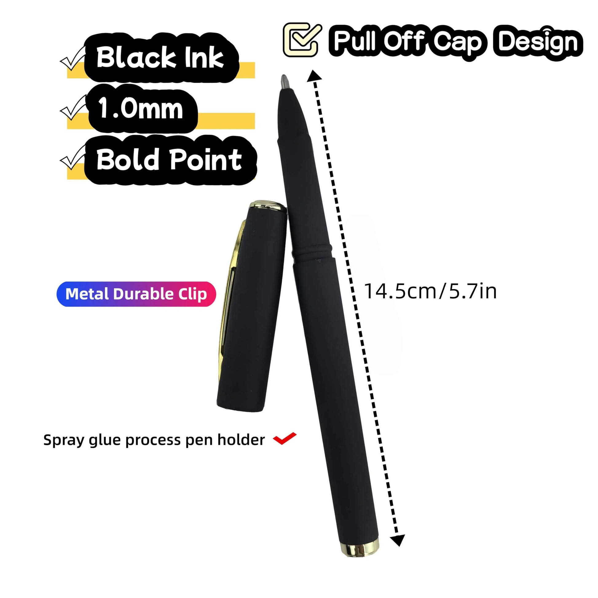 Fengtaiyuan 10P18x12, Gel Ink Roller Ball Pens, Black Ink, Bold Point1.0mm, Writting Pens, Smooth