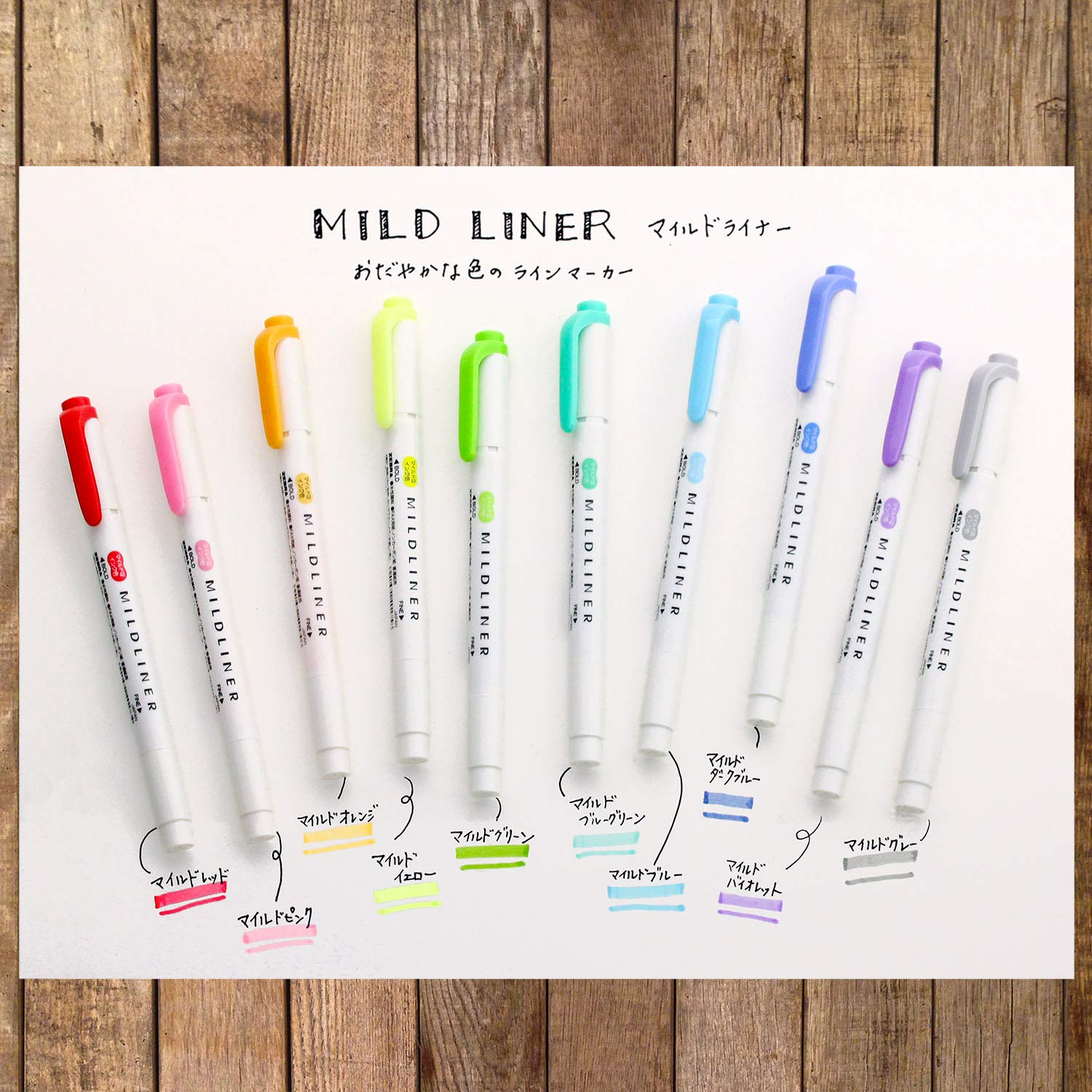 Zebra Wkt7-10C Fluorescent Pen, Mild Liner, 10 Colours