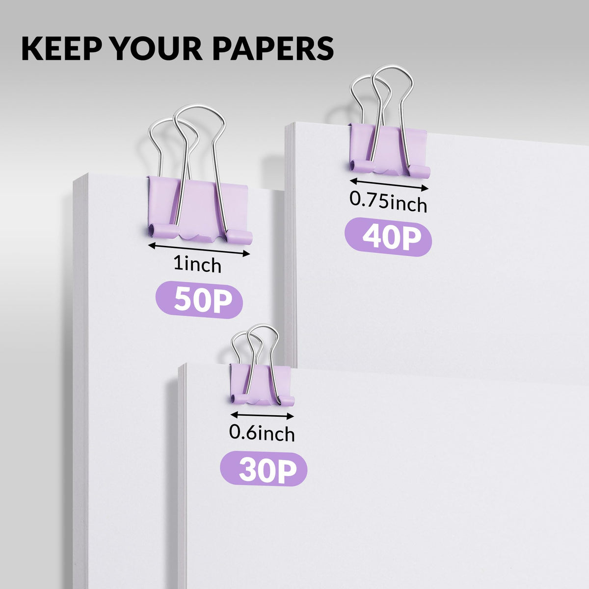 NEEWAY 100 Count Binder Clips Assorted Sizes, Paper Binder Clips (0.6inch 0.75inch 1inch), Metal