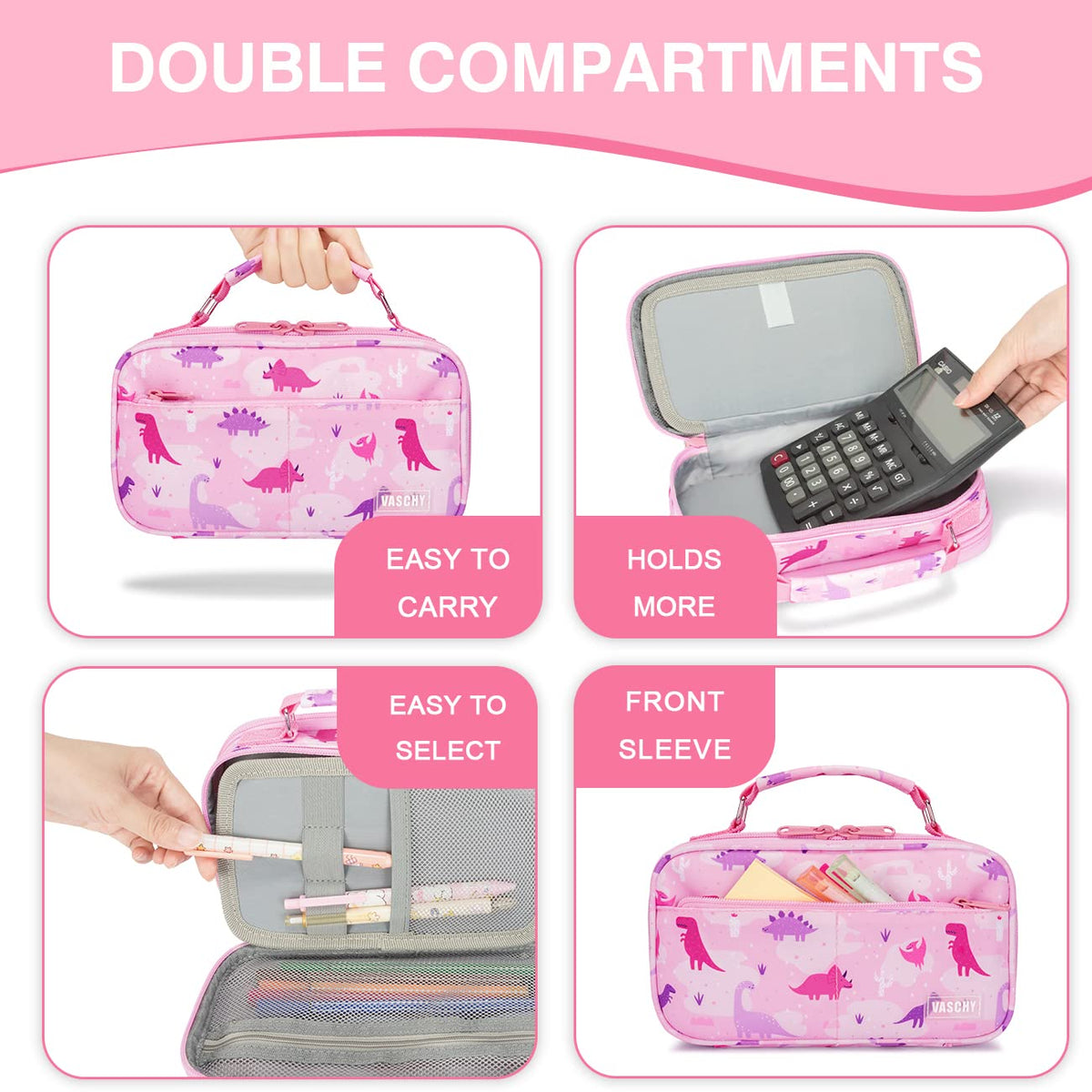 VASCHY Pencil Case for Girls, Aesthetic Kawaii Large Pencil Pouch Stationary Pencil Bag/Box for