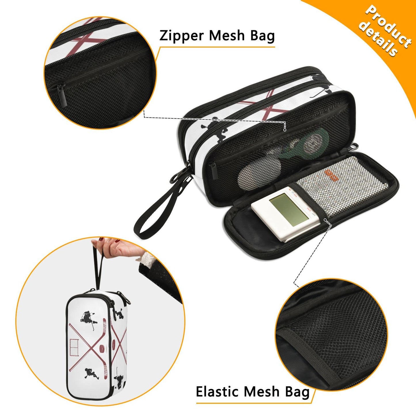 XUWU Hockey Large Capacity Pencil Case Pencil Pouch Pen Box