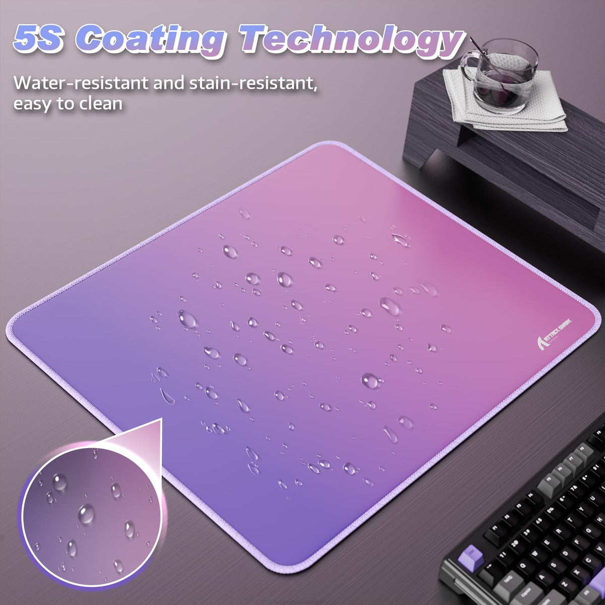ATTACK SHARK CM03 Pro Gaming Mouse Pad for Esports Speed Waterproof Surface Stitched Edges and